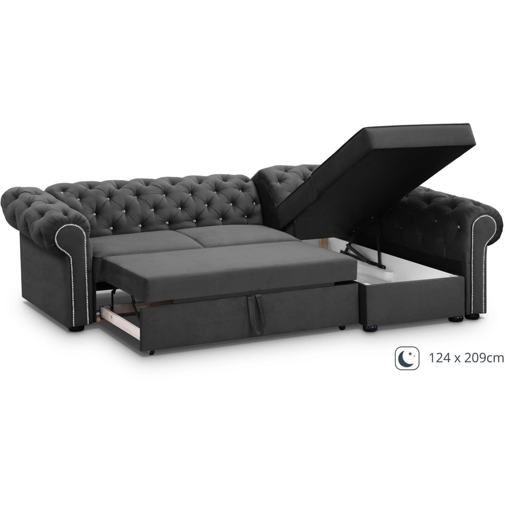 montierbar, mit Beautysofa Bettkästen mane links aus Polsterecke (paros Hellgrau Relaxfunktion, mit Chester, Ecksofa rechts 2x 05) oder Velour, L-Form