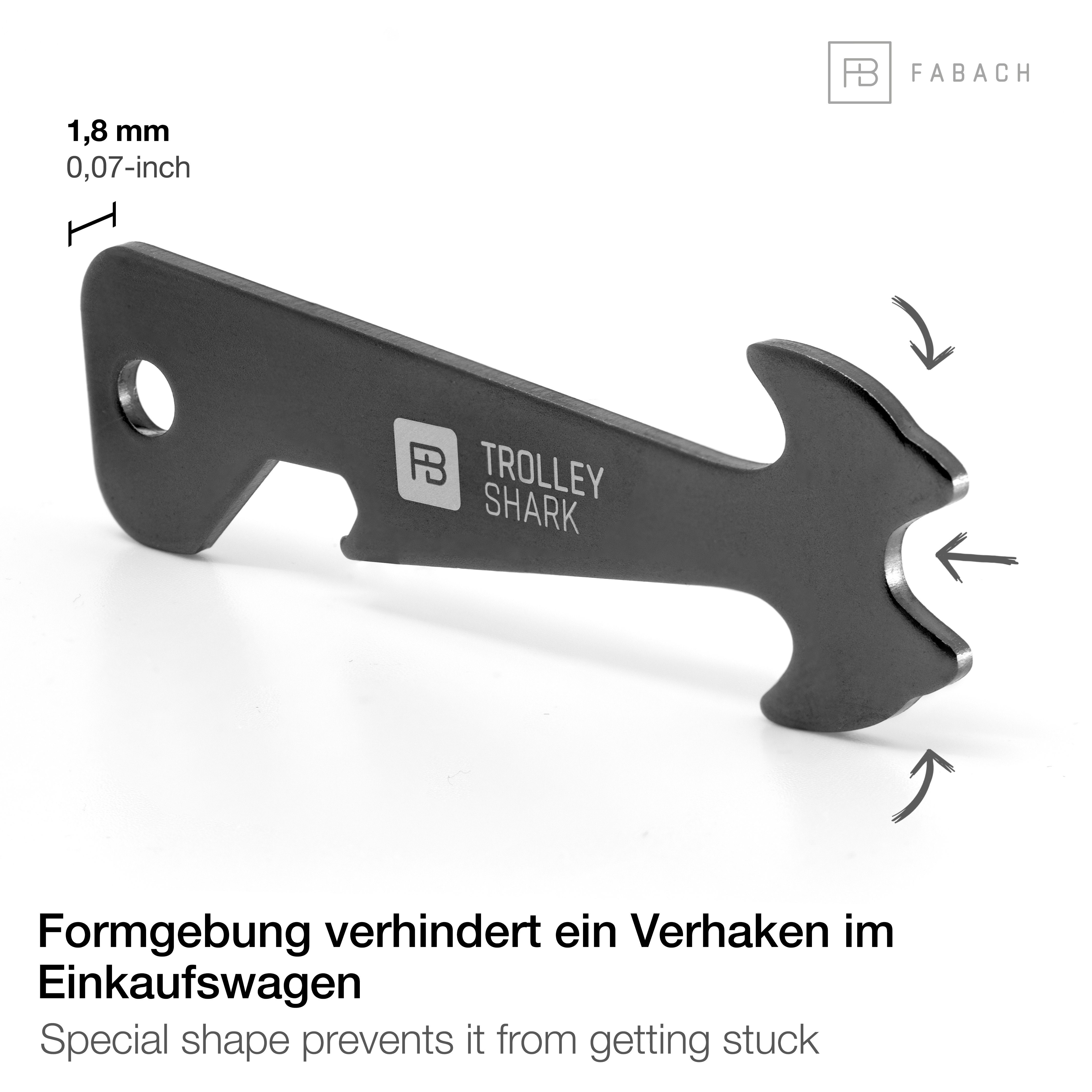 Einkaufswagenchip Trolley Blacky (1-tlg) Shark Schlüsselanhänger Einkaufswagenlöser FABACH