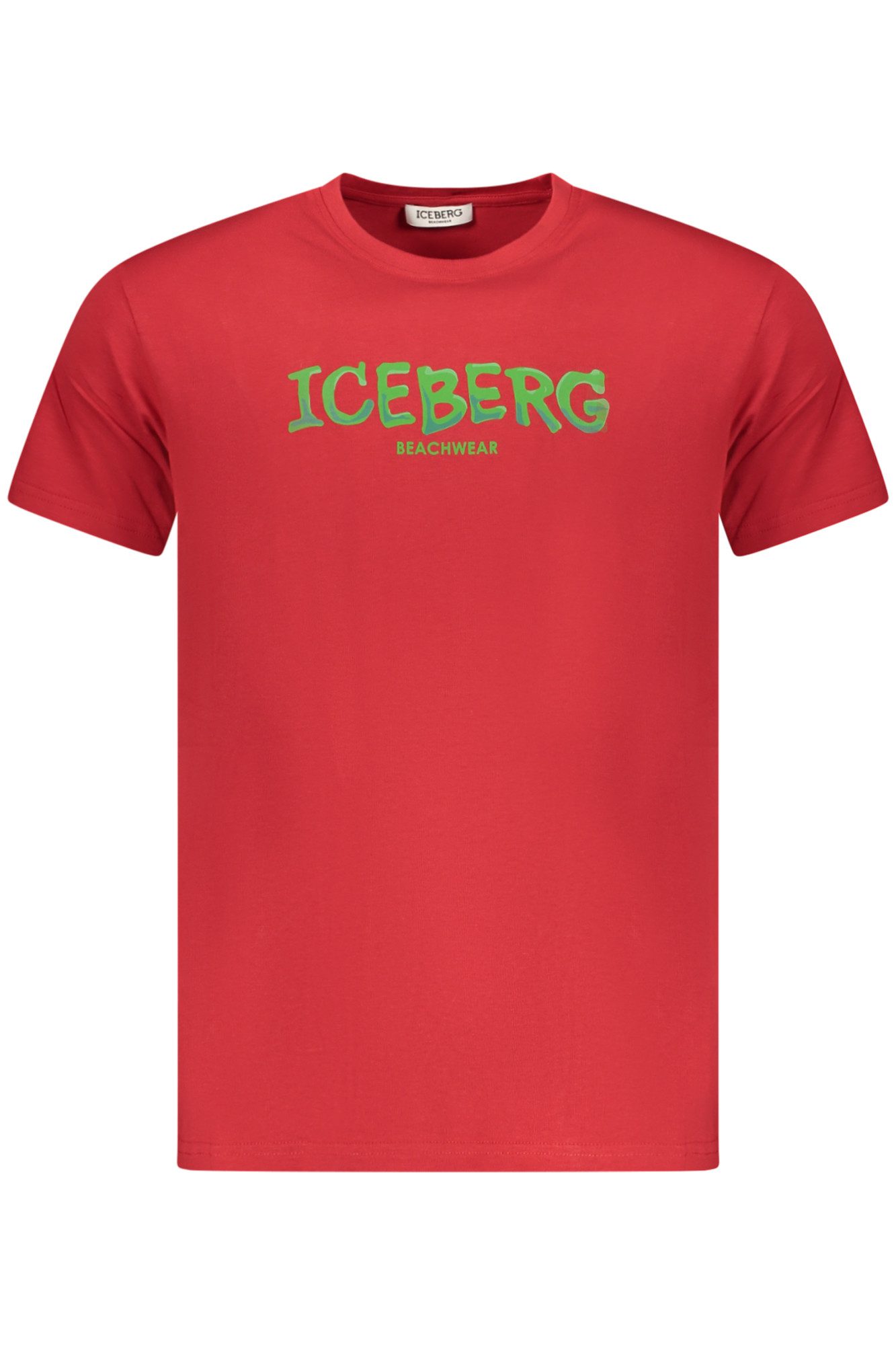 ICEBERG T-Shirt Herren Kurzarm-T-Shirt Rot mit Vertikalem Druck und