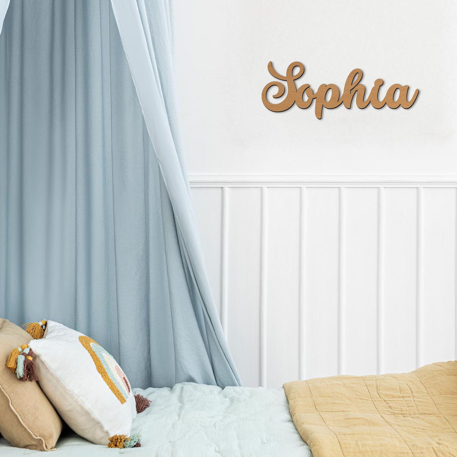 Wandlampe Name Holz, Warmweiß Deko Kinder Sophia integriert, fest Erwachsene I Namofactur MDF & LED Dekolicht Licht LED