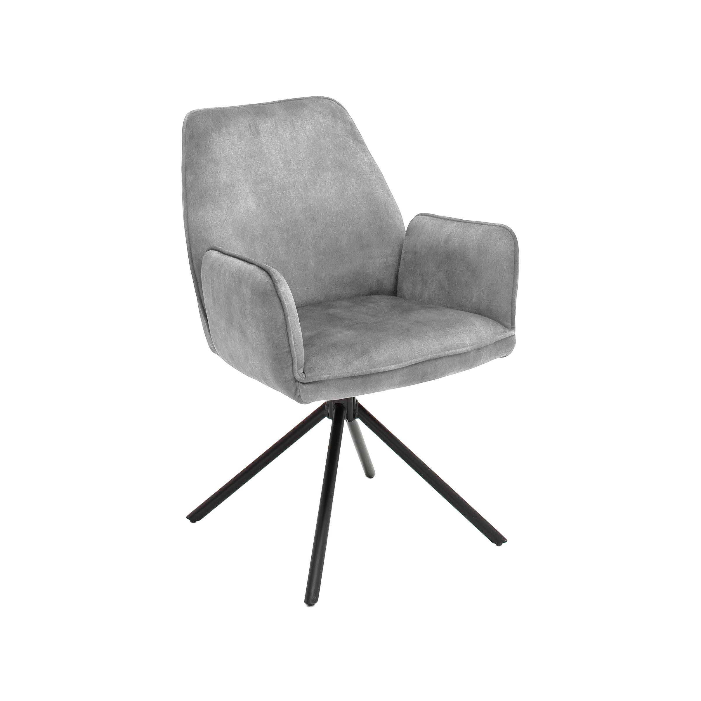 möbelando Esszimmerstuhl Ottawa I, mit Armlehne in Grau - 60x89x64 (BxHxT) 180 °drehbar