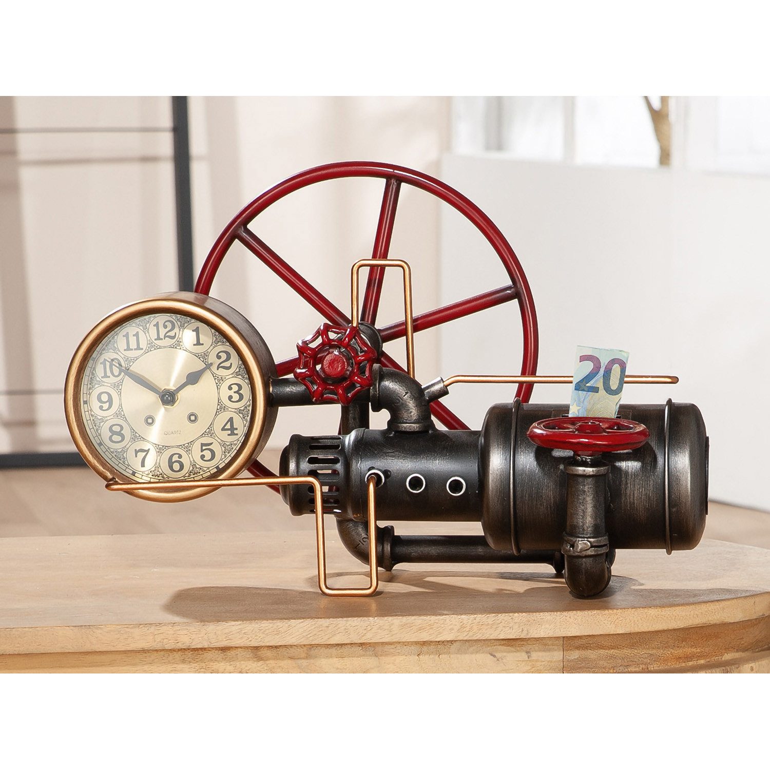 GILDE Spardose KOFUS Spardose - kupfer, rot, schwarz - Metall - H. 26cm x B. 40cm, (1xSpardose, Stand-/ Tischuhr, Geldbüchse - Sparschachtel), Geldbox - Münzbehälter - Geldschwein - Spartruhe -Urlaubskasse