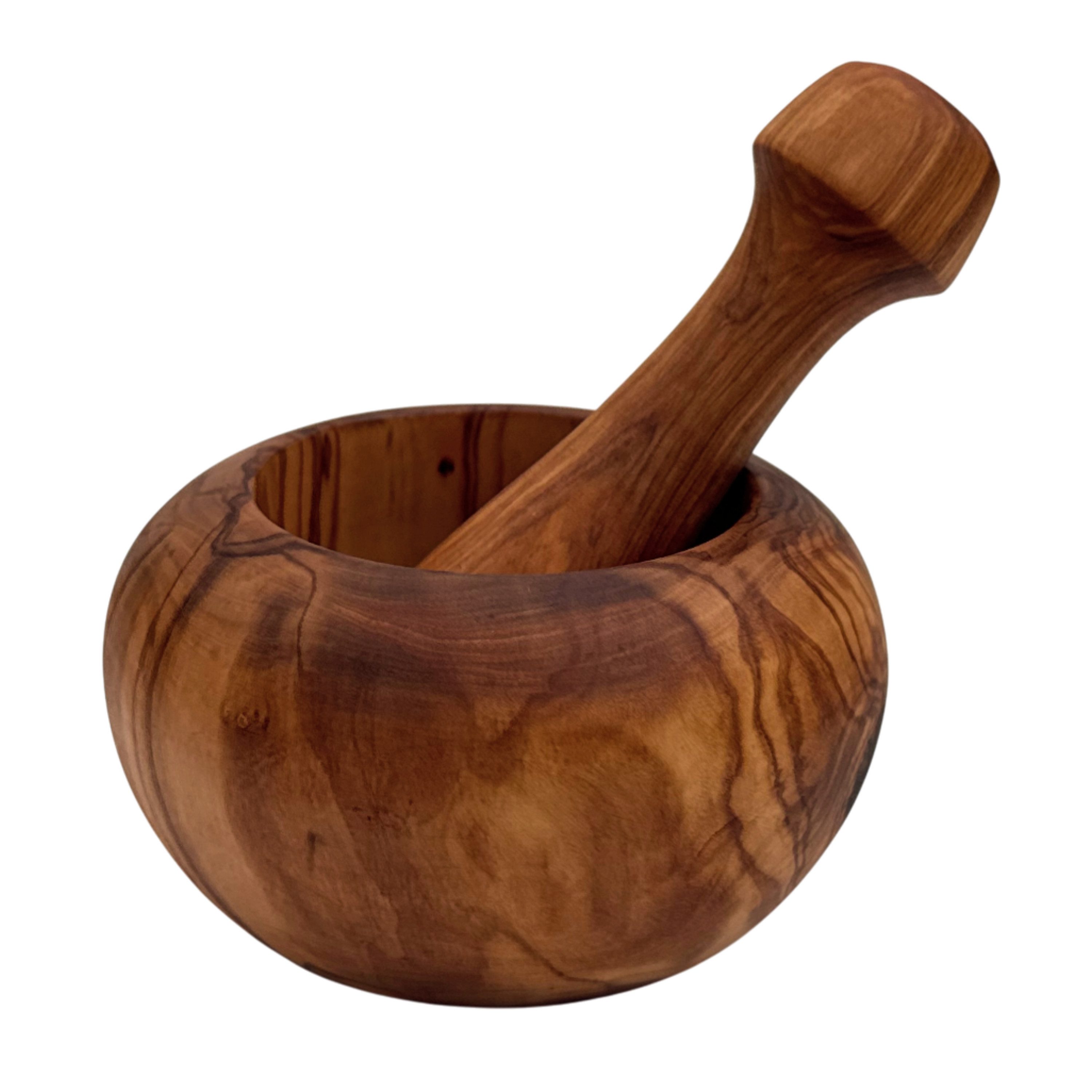 medina mood Mörser mit Stößel "SpicePress" abgerundet aus Olivenholz, Abgerundet & robust perfekt für Gewürze, Kräuter & Nüsse