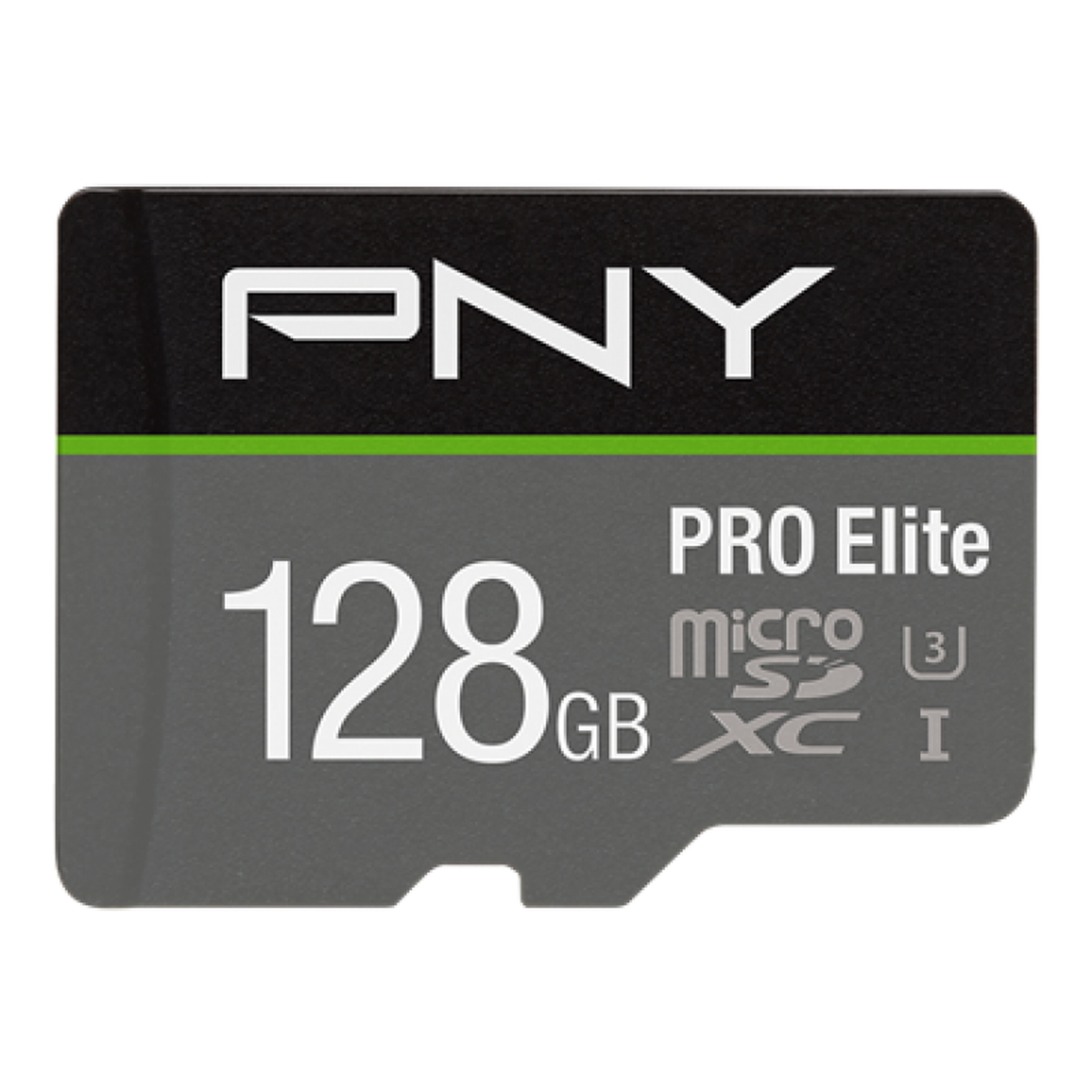 Image of PNY PRO Elite 128 GB microSDXC Speicherkarte (C10, Class 3 (U3), UHS-I) Schwarz/Grau