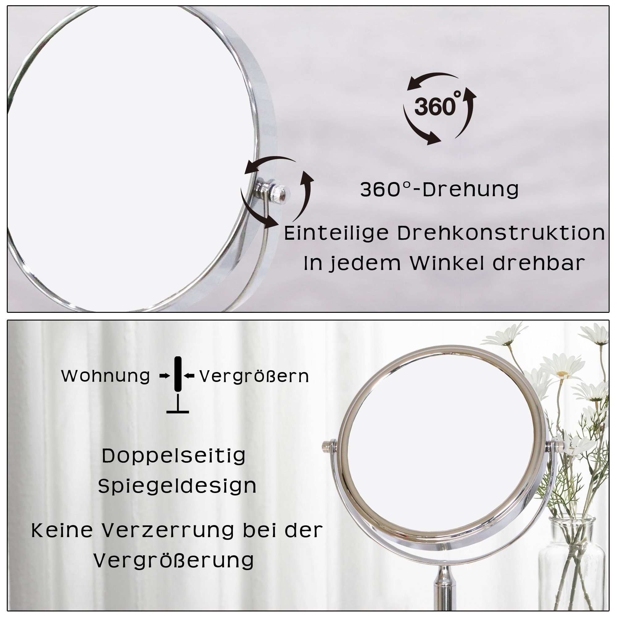 Melko Kosmetikspiegel Spiegel Badspiegel Schminkspiegel 10Fache Vergrößerung (Stück, 1-St., Spiegel), 10-fache Vergrößerung