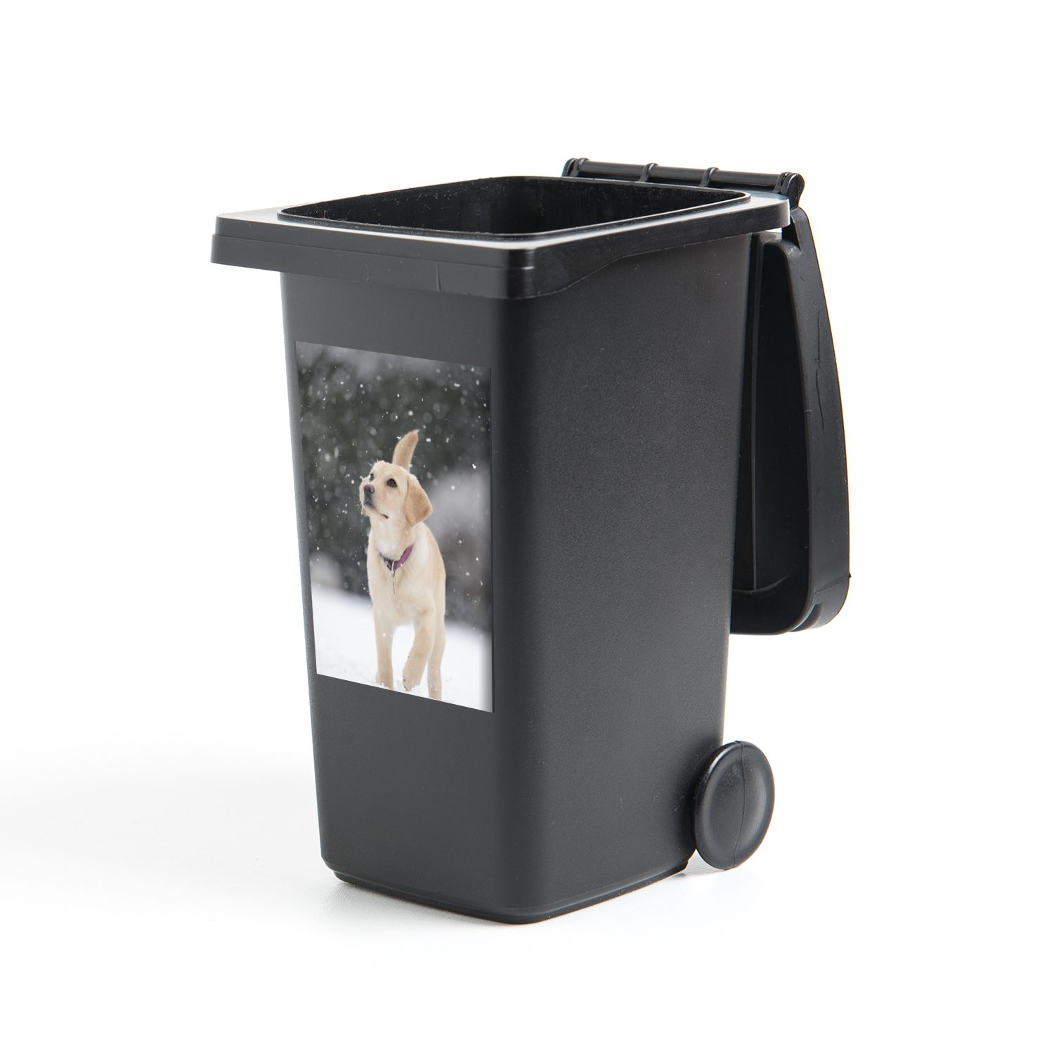 MuchoWow Wandsticker Hund - Labrador - Schnee (1 St), Mülleimer-aufkleber, Mülltonne, Sticker, Container, Abfalbehälter