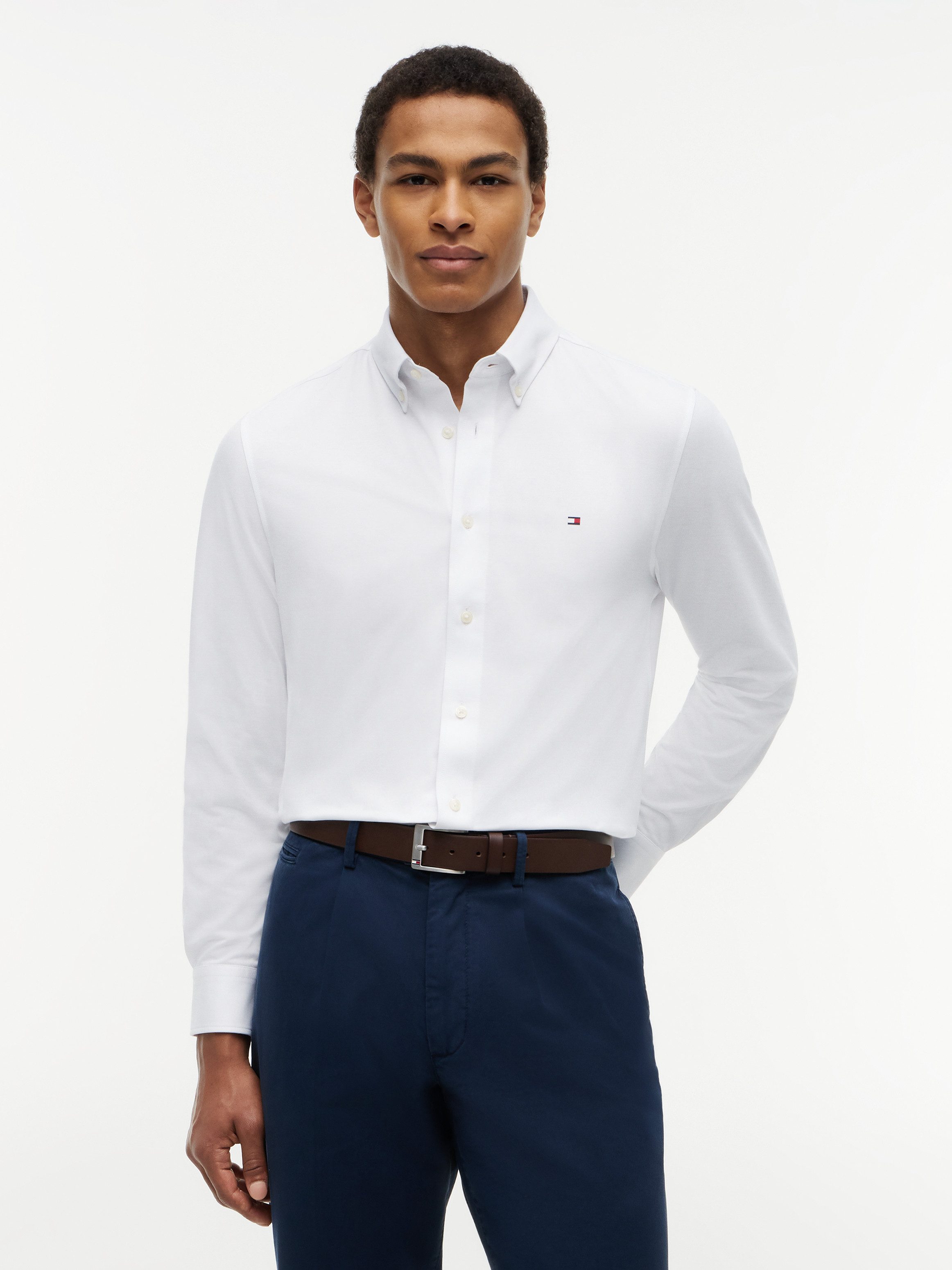 Tommy Hilfiger Langarmhemd PERFORMANCE PIQUE OXFORD Regular Fit Peformance Pique Oxford Casual