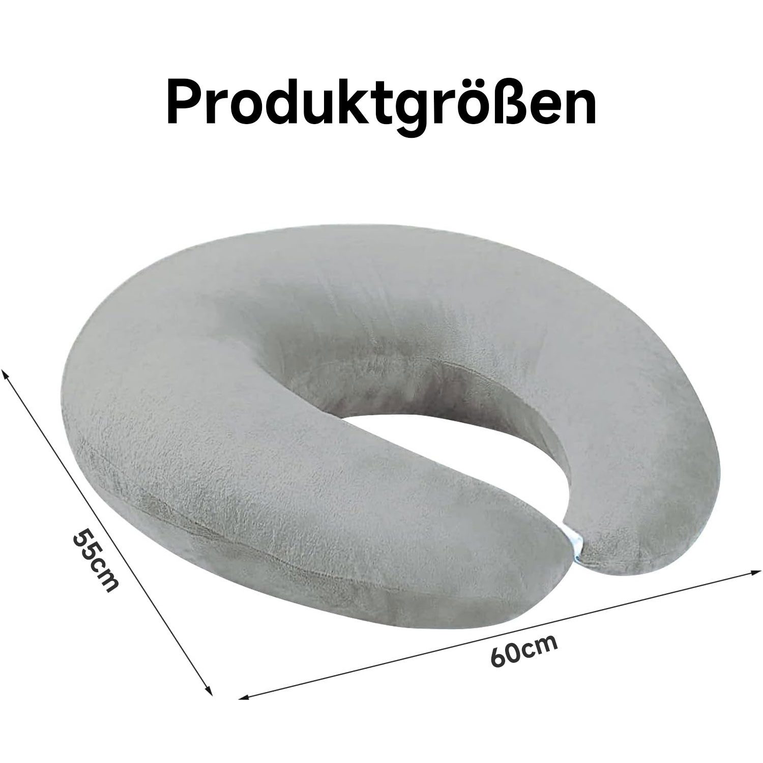 HEYHIPPO Stützkissen Lesekissen U-Form mit Armstütze für Bett & Sofa-55×60 cm Grau/Lila, Weiches Ellbogen-reduziert Arm- und Schulterbelastung, Ergonomisches Armstützkissen U-Form für Lesen & Gaming