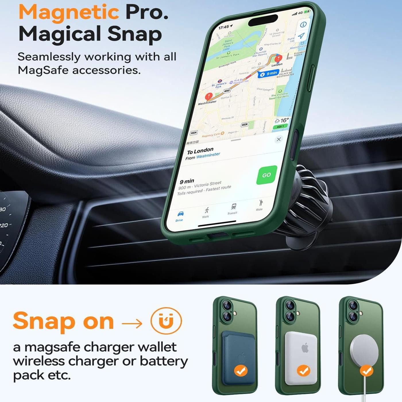 CoolGadget Handyhülle Magnet-Hülle für iPhone 16 Schutzhülle magnetisch 6,1 Zoll, Hülle Matt Stoßfest kompatibel mit Magsafe Zubehör Kameraschutz Case – Bild 4 von 5