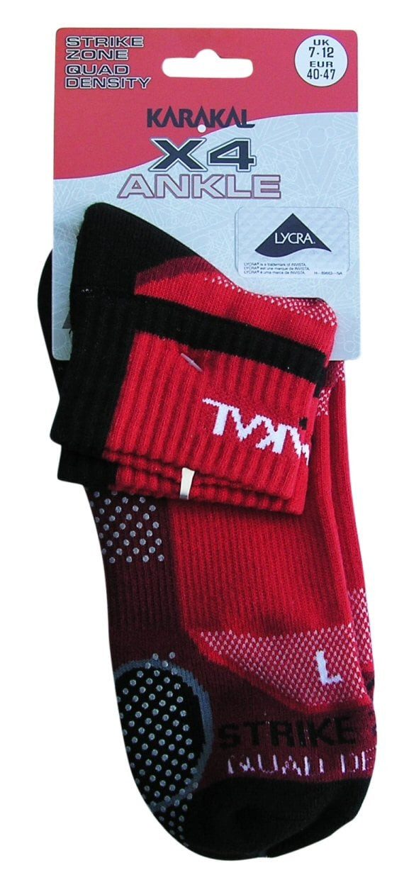 Karakal Socken Indoorsocke X4 Ankle rot/schwarz - 1 Paar