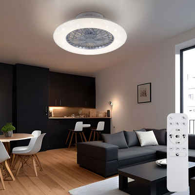 Lampenwelt Deckenventilator, LED Deckenventilator Wohnzimmerlampe dimmbar Fernbedienung CCT D 50 cm