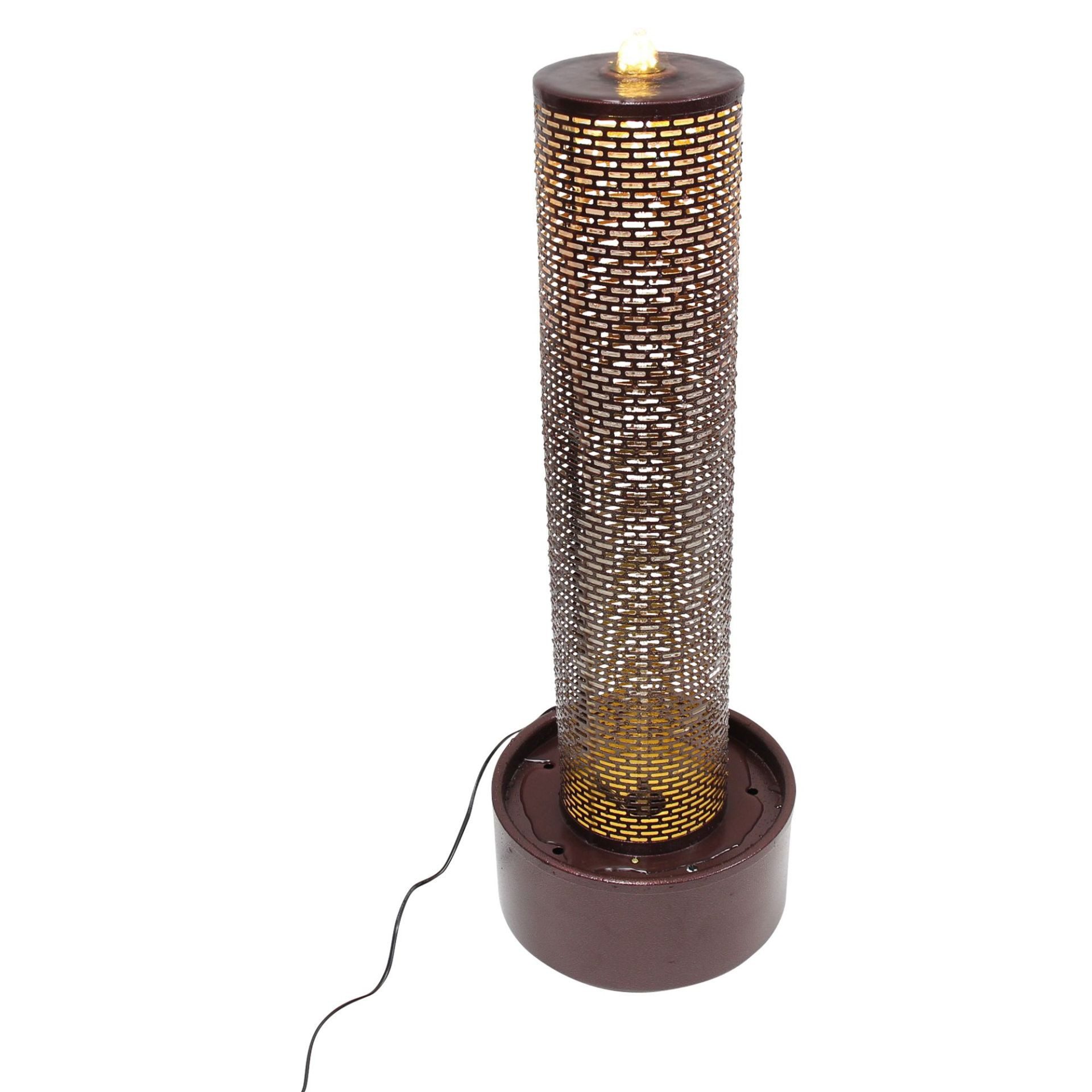 Frank Flechtwaren Zierbrunnen "Burgundy" Outdoor Brunnen Metall in rotbraun / gold, LED Beleuchtung, Springbrunnen 75 cm hoch, Gartenbrunnen