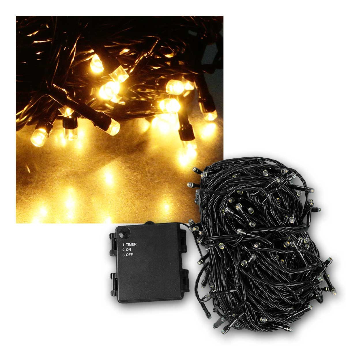 EGB LED-Lichterkette Batterielichterkette 24m, 240 LED IP44 Außen Timer