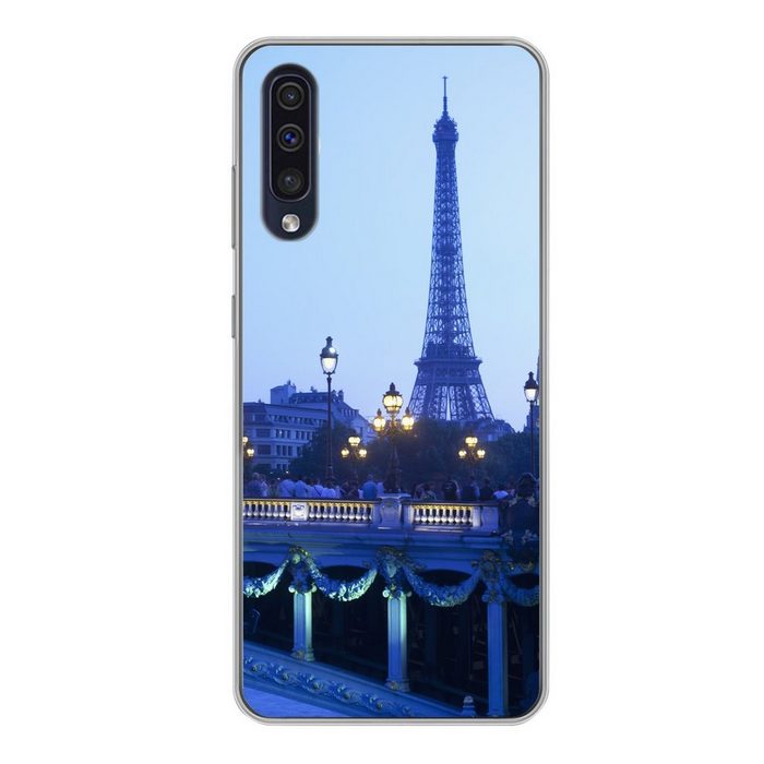 MuchoWow Handyhülle Eiffelturm - Mond - Paris Handyhülle Samsung Galaxy A50 Smartphone-Bumper Print Handy