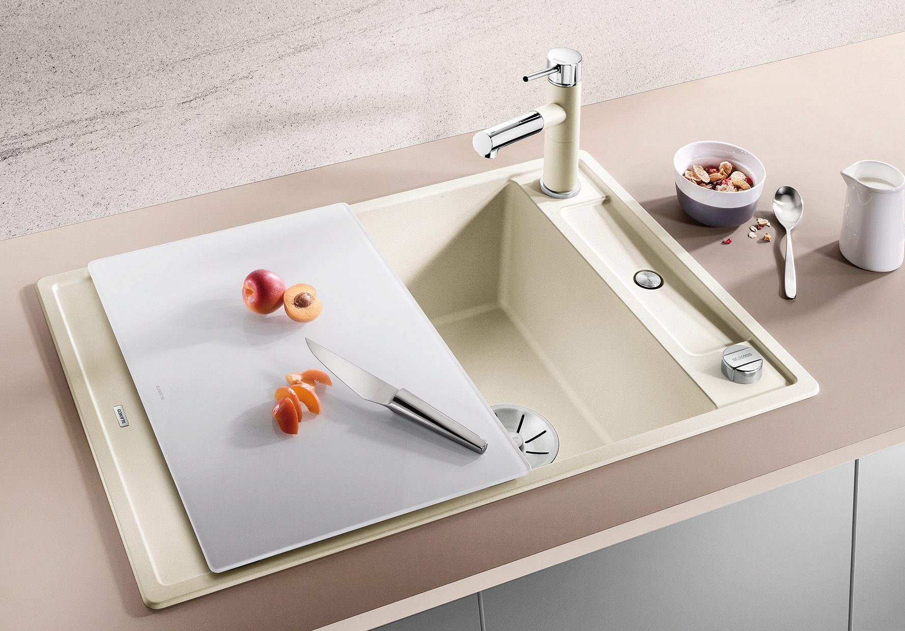 Blanco Granitspüle AXIA III 45 S, eckig, 51/78 cm, (1 St), inklusive gratis Glasschneidebrett