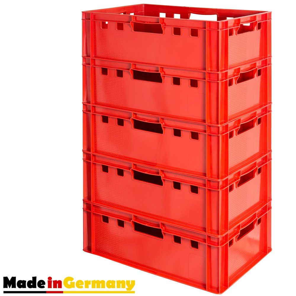 Kingpower Allzweckkiste 5x Fleischkiste Stapelkiste E2 Fleischerkiste Eurobox Metzgerkiste Rot – Bild 2 von 5