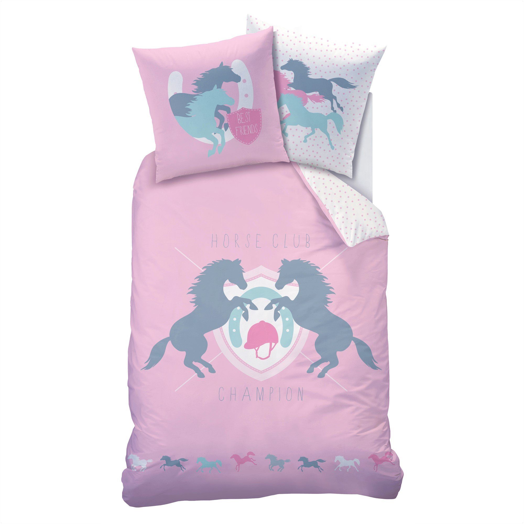 MTOnlinehandel Bettwäsche Pferde 135x200 + 80x80 cm, 100 % Baumwolle, Biber günstig online kaufen