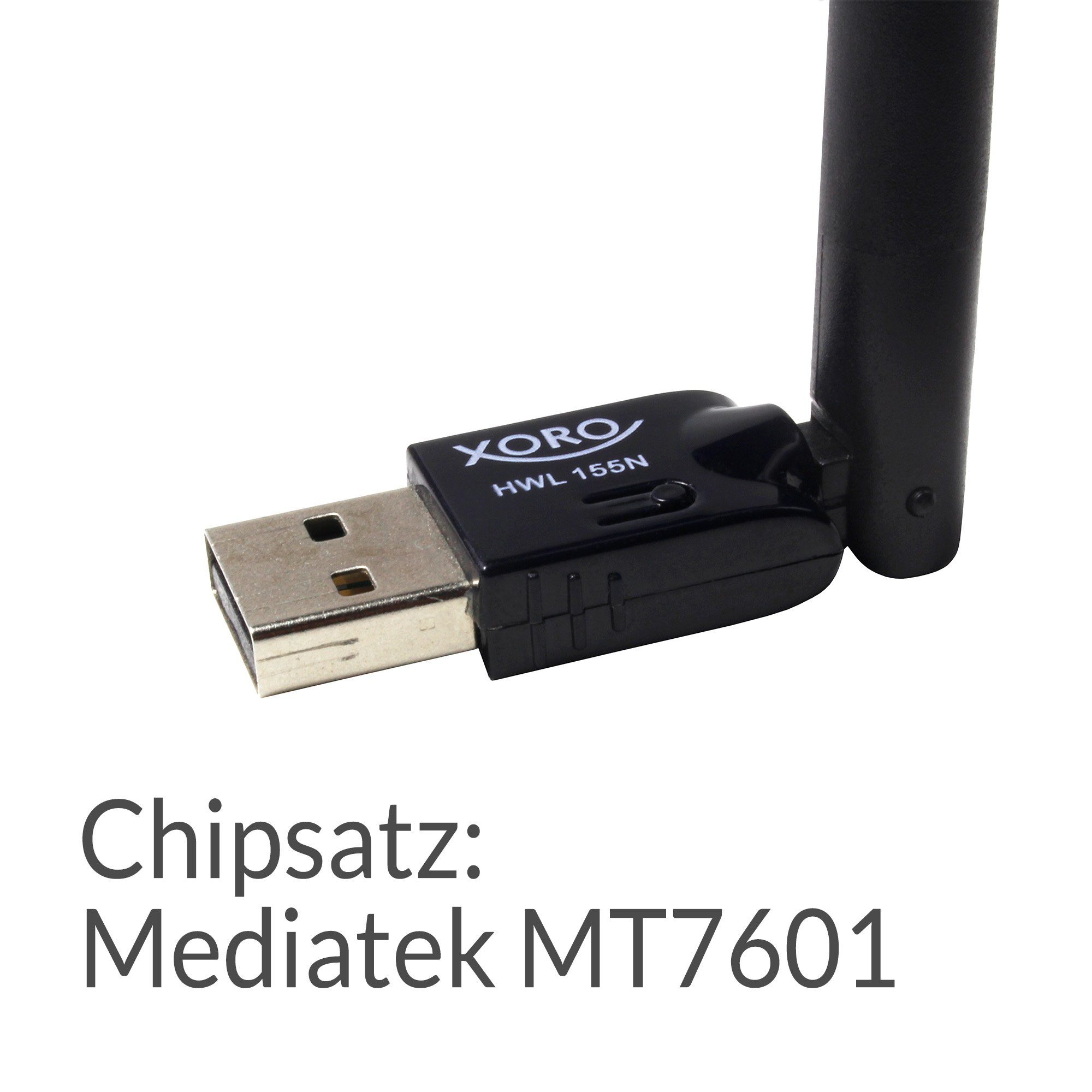 Xoro WLAN USB Antenne XORO HWL 155N, für PC, Win, Linux, Raspberry Pi, 5dBi WLAN-Antenne, Nachrüstung der WLAN-Funktion über USB