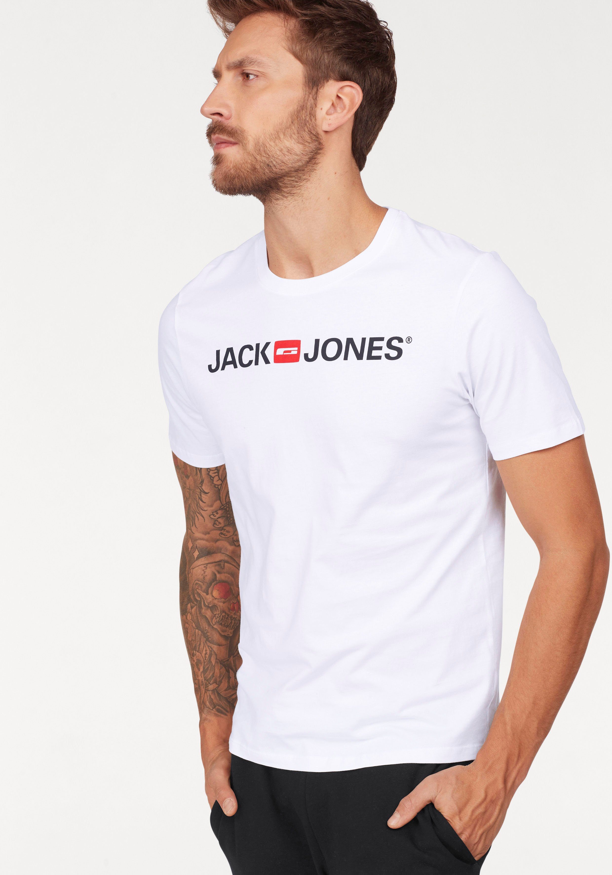 Jack & Jones Rundhalsshirt JJECORP im 3er Pack mit Print und Rundhalsausschnitt (Packung, 3-tlg., 3er-Pack) unifarben, modisch, regular fit, Baumwolle, Rundhals. Reduzierter Preis € 25,99. Unverbindliche Preisempfehlung € 34,99, (€ 8,66 pro 1 Stk)