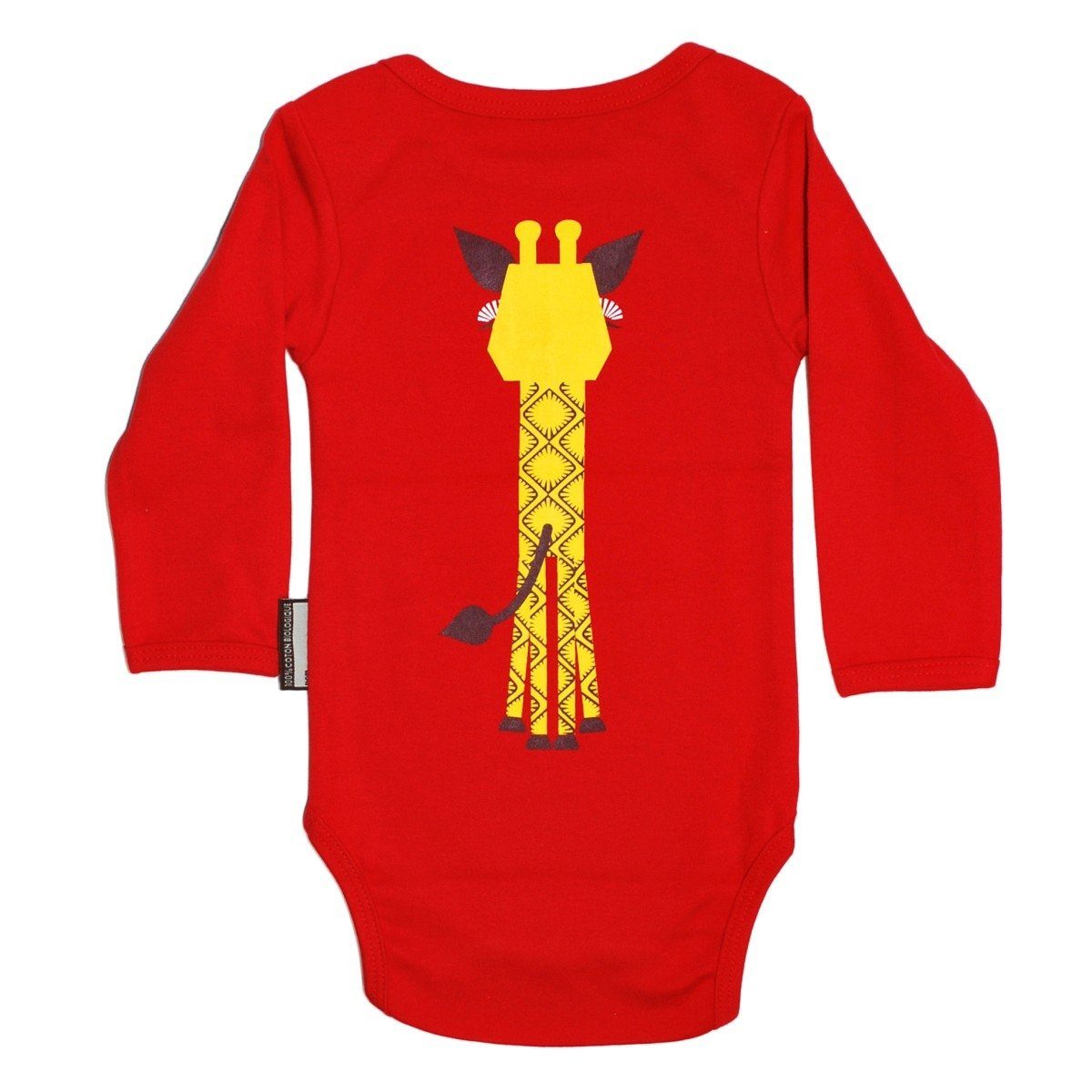 COQ EN PATE Langarmbody Body Tiermotiven - cm + Rot Giraffe 74 farbenfroh 9-12 langarm mit Latz Monate