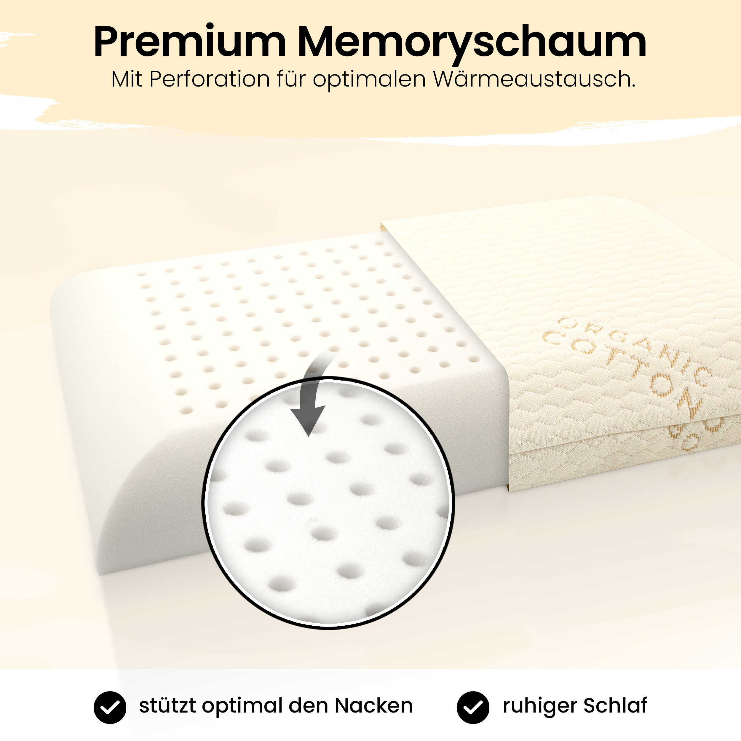 Gentle North Microfaserkissen Ergonomisches Kissen für Kinder (Kopfkissen in 30x50 - 40x60), Füllung: 100% Viscoschaum, Seitschläfer, Rückenschläfer, Seitenschläfer