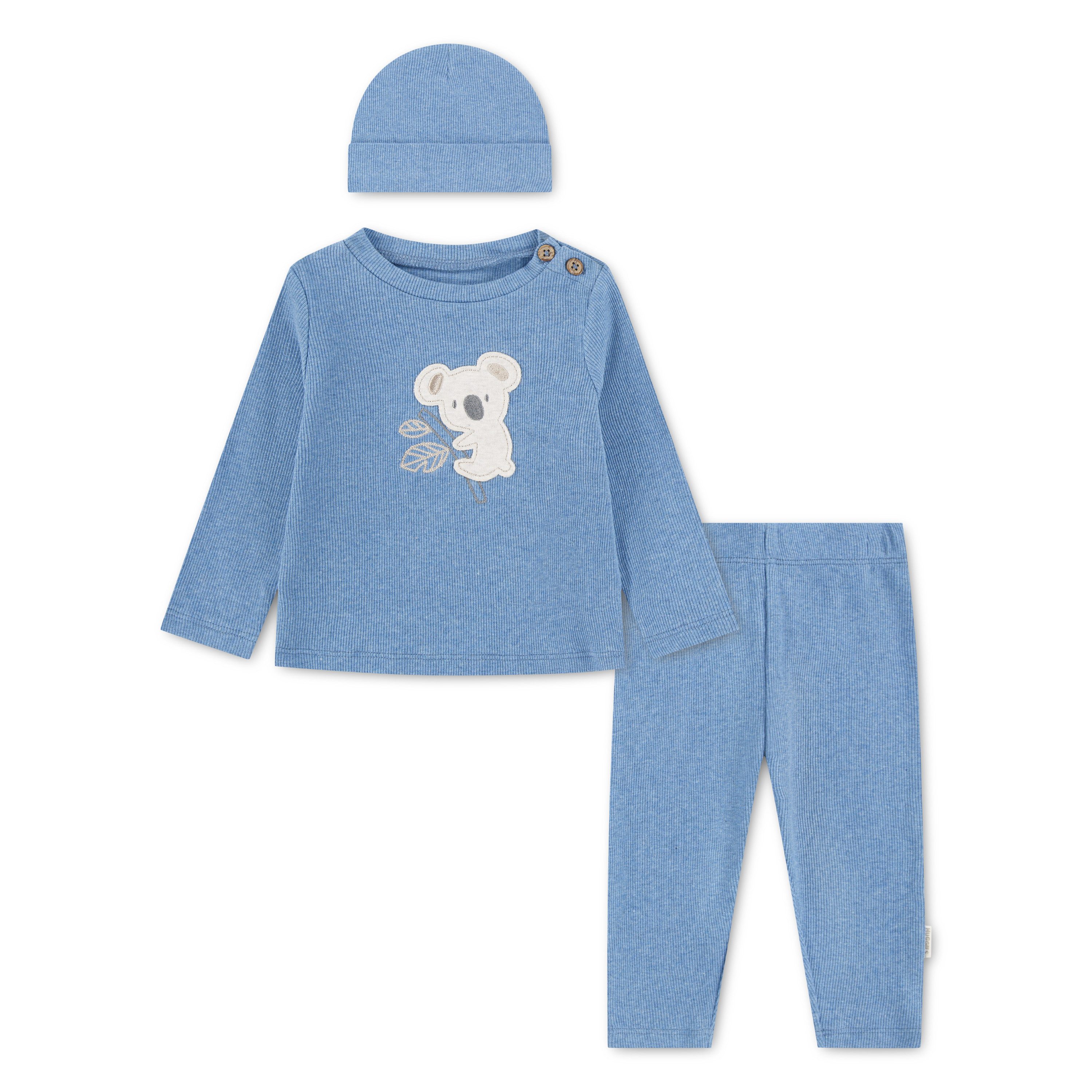 HUGGIES babywear Langarmshirt & Hose HUGB PANT SET + ATTACHMENT (Set, 3-tlg) mit Koala-Applikation und passendem Mützchen