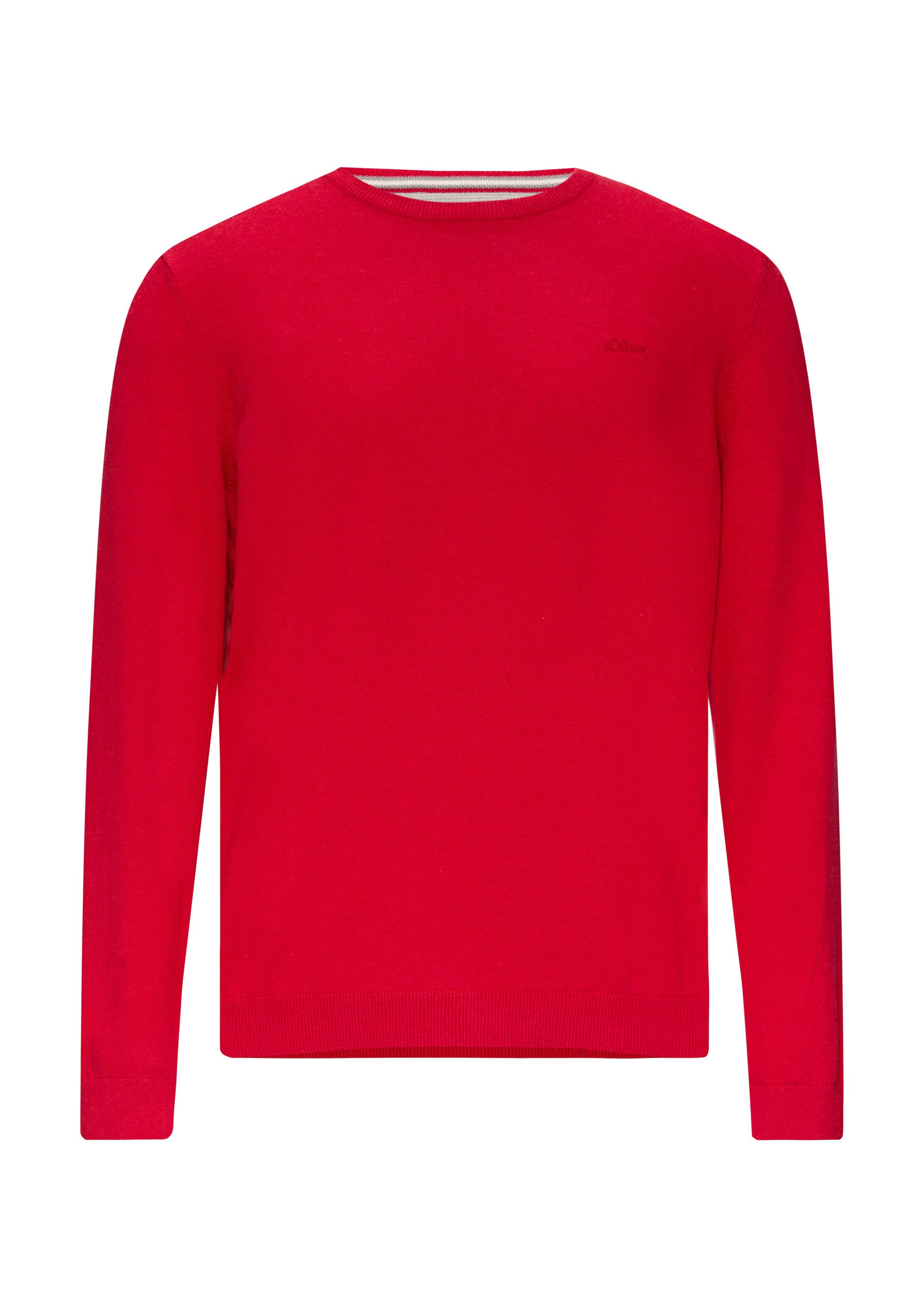 s.Oliver Longpullover Strickpullover Baumwollpullover mit Logo-Stickerei günstig online kaufen