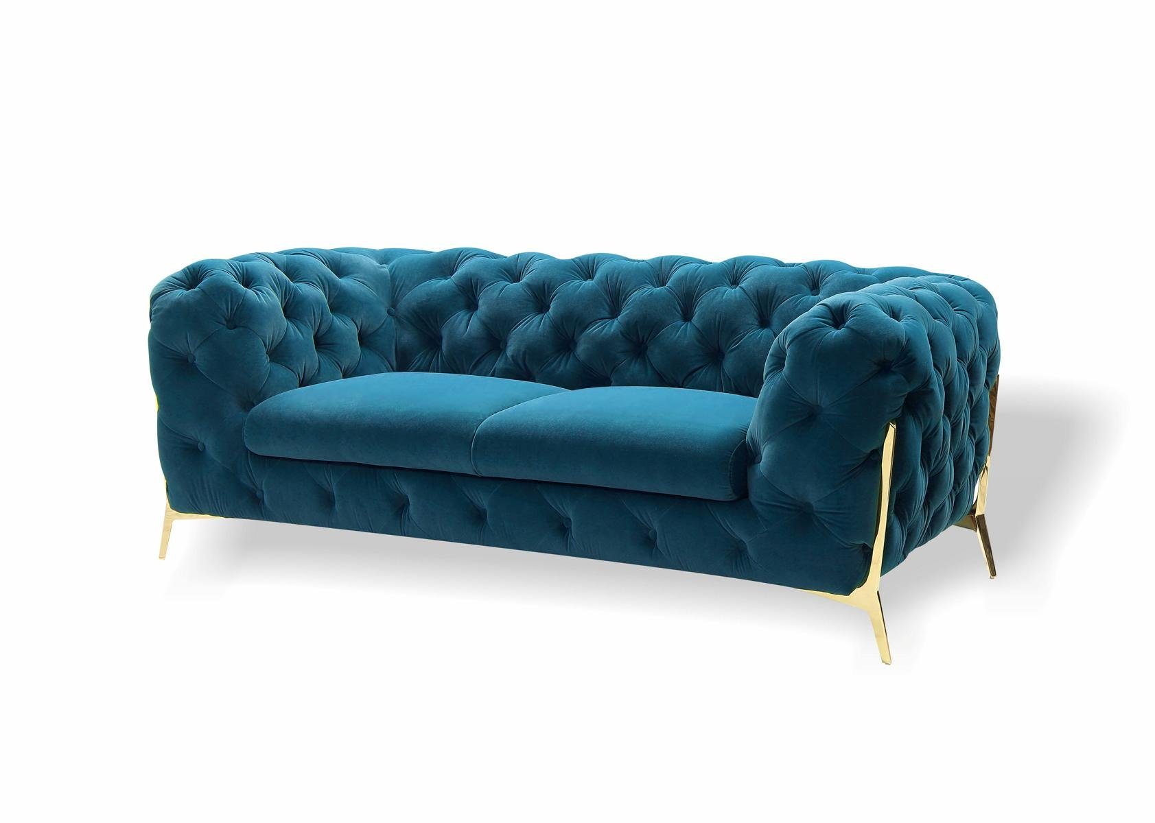 2-Sitzer Blau Chesterfield JVmoebel Made in Sitzer Sofa 2 Sofas Klassische Couchen Europa Polster,