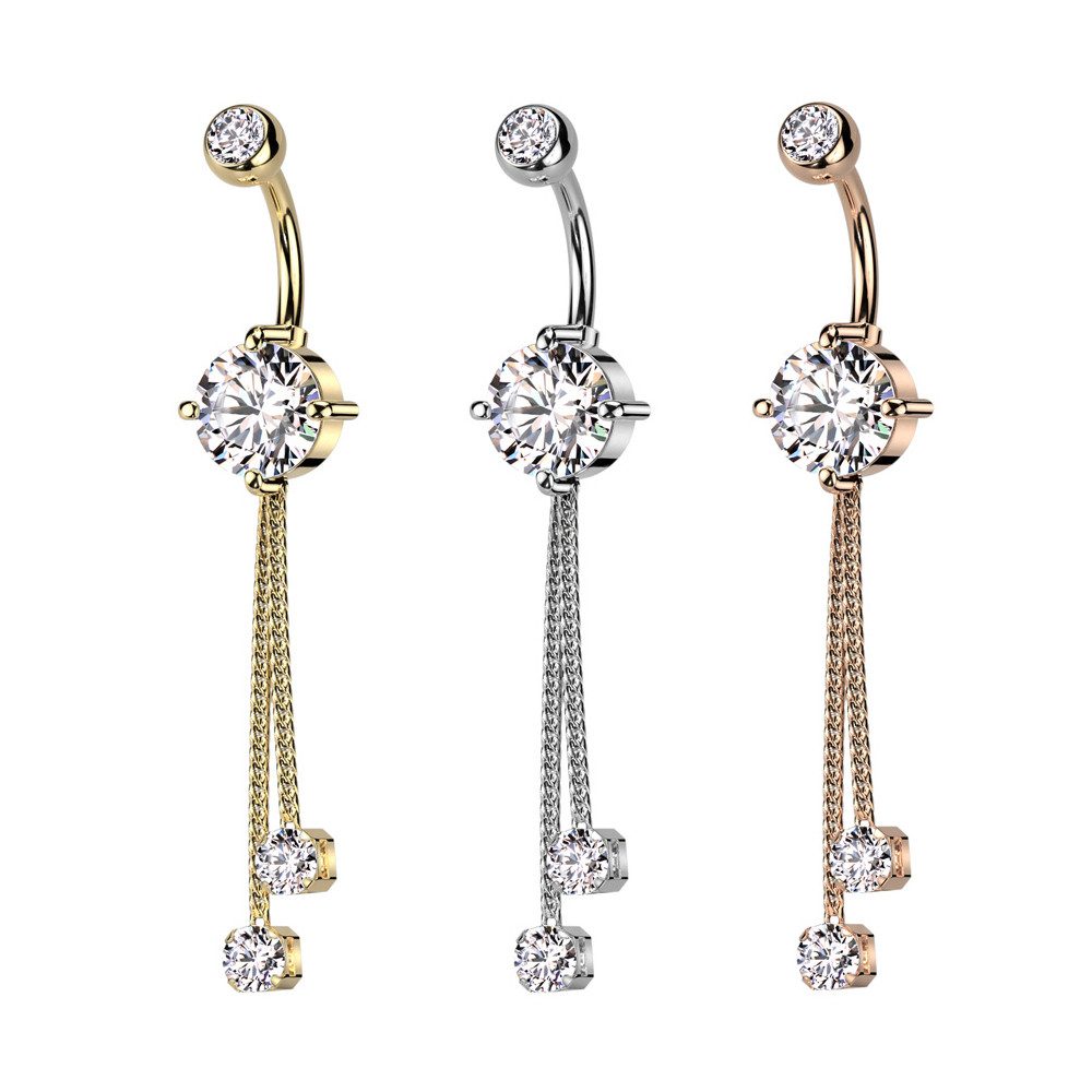 Taffstyle Bauchnabelpiercing Bauchnabelpiercing doppeltem Zirkonia Kristall günstig online kaufen