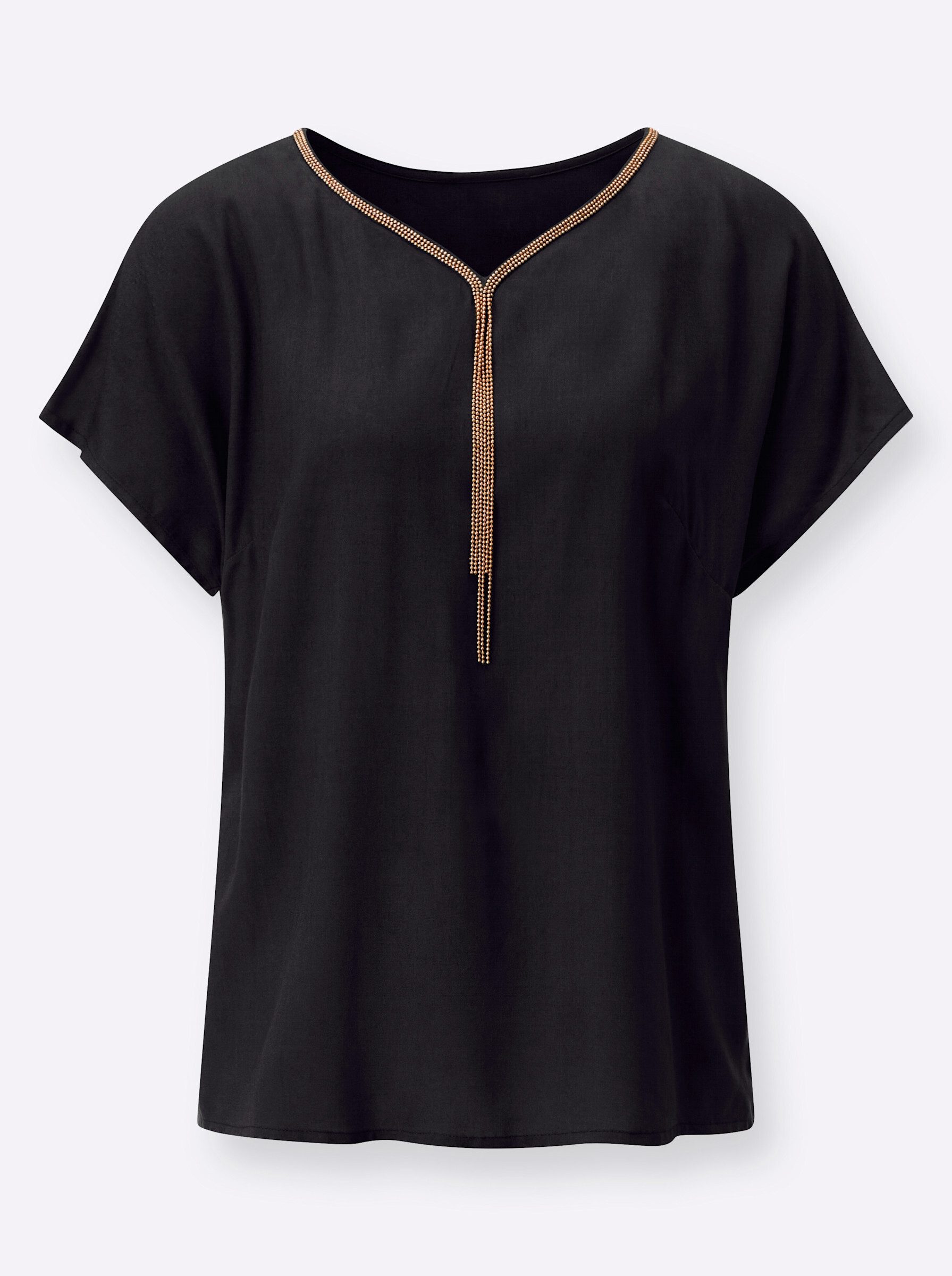 Klassische Bluse Longbluse Kurzarm