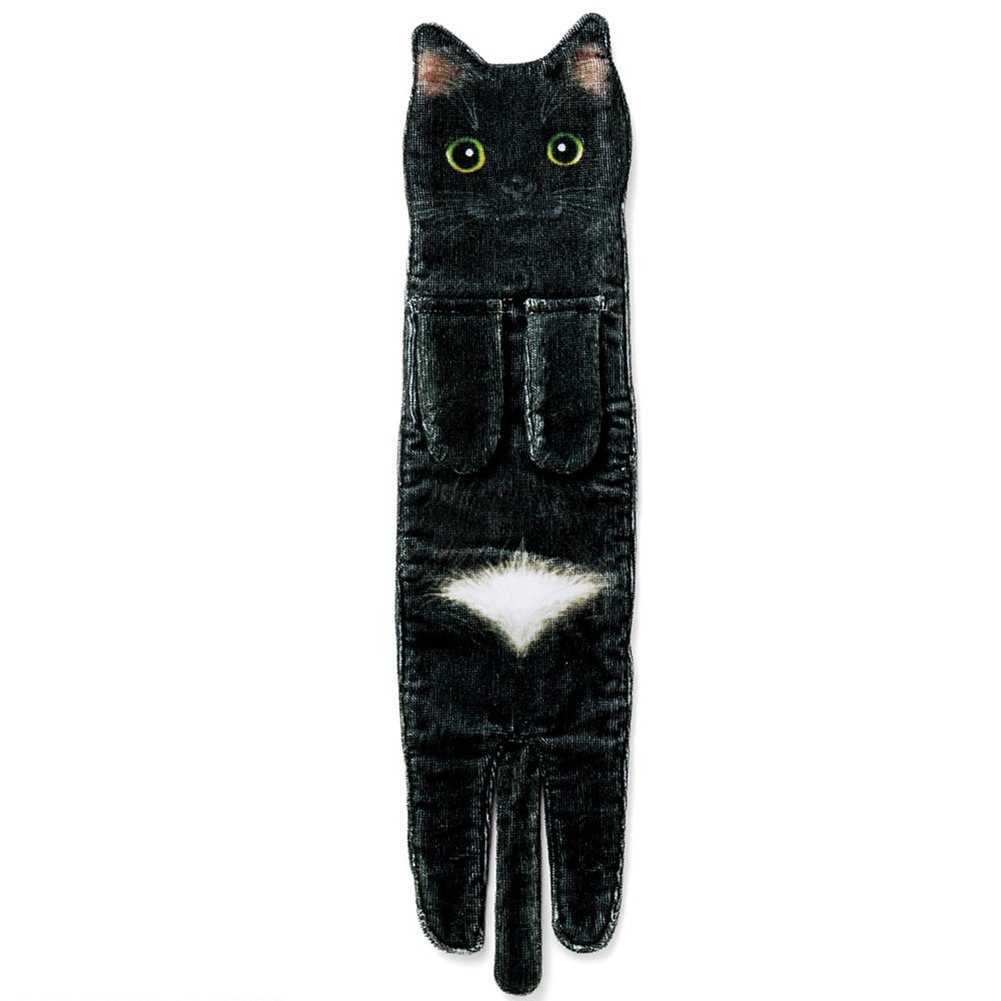 Katzenhandtuch, Niedliches Set Mehrzweck-Mikrofaser-Gesichtshandtuch, Zum Handtuch cat Blusmart black