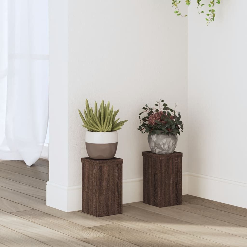 vidaXL Rankhilfe, Pflanzenständer 2 Stk. Braun Eiche 10x10x18 cm Holzwerkstoff