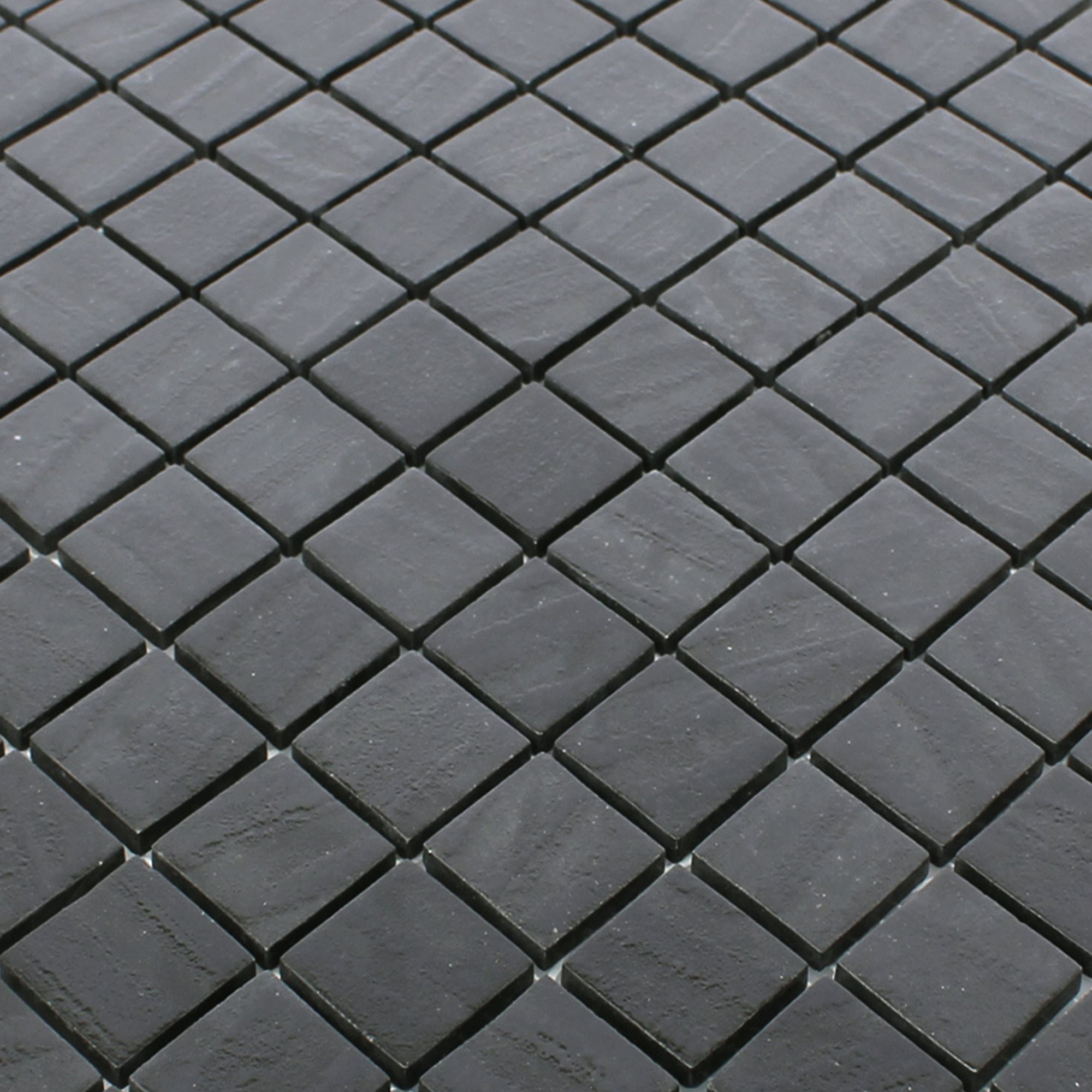 Mosafil Mosaikfliesen Glasmosaik Fliesen Mascota, Glas 31.500x31.500, schwarz-anthrazit, Verlegefertig auf ein Netz geklebt