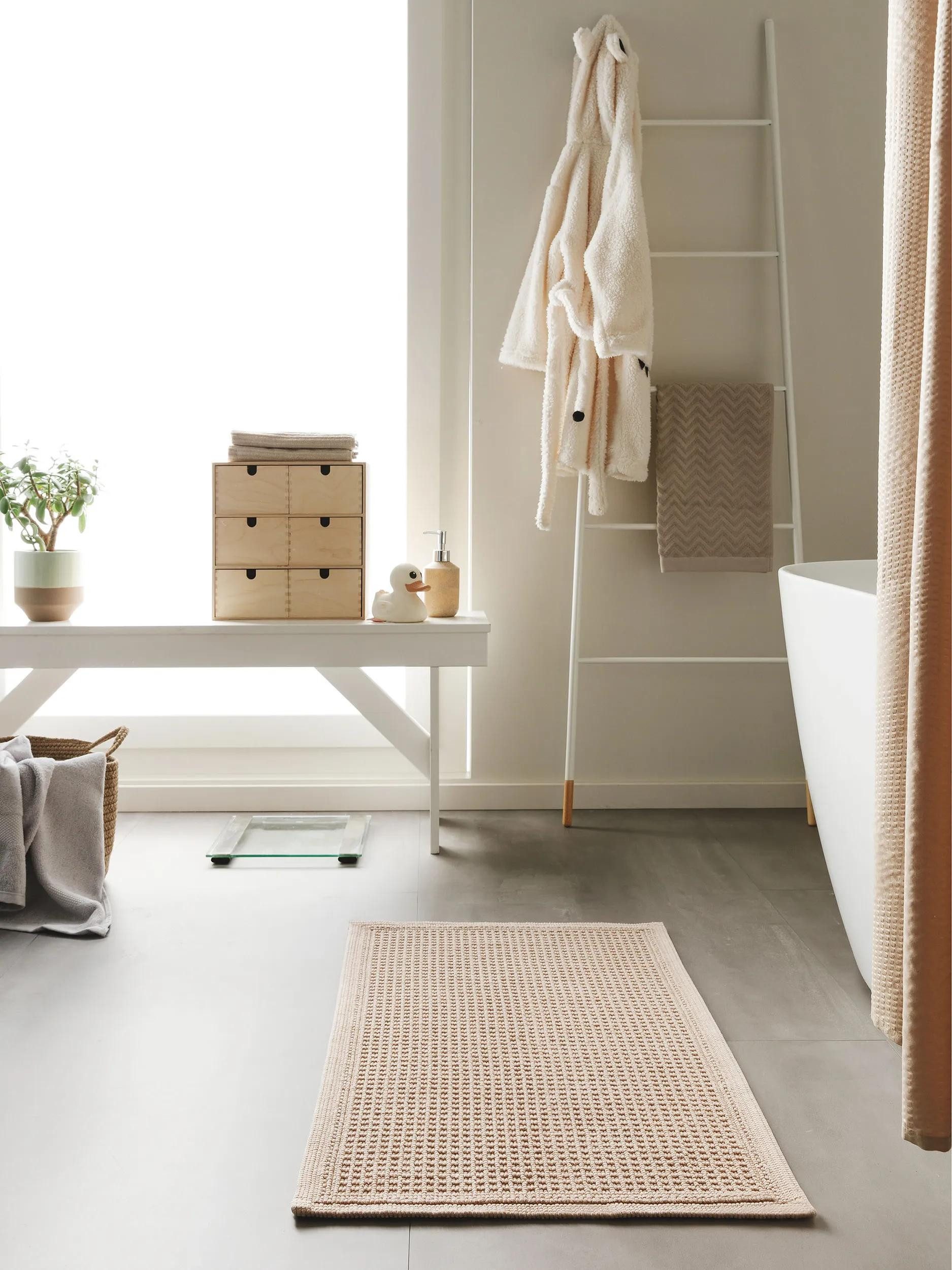benuta Badematte Jojo, Höhe 5 mm, Baumwolle, rechteckig, 100% Baumwolle, Strukturmix, Minimalistisch, Badezimmer