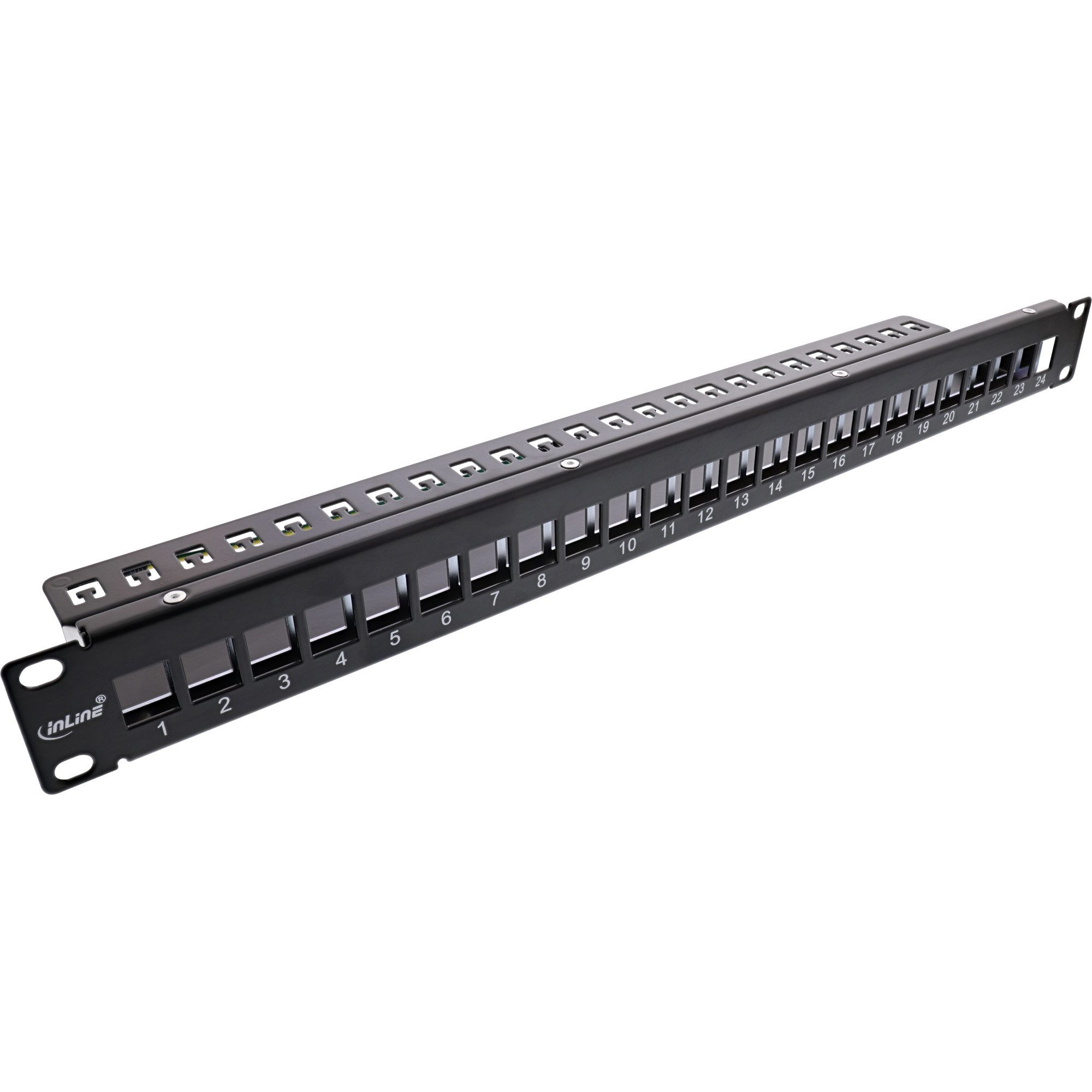 24-fach, Keystone Leerblech Patchpanel, 19", 1HE, schwarz Netzwerk-Patch-Panel