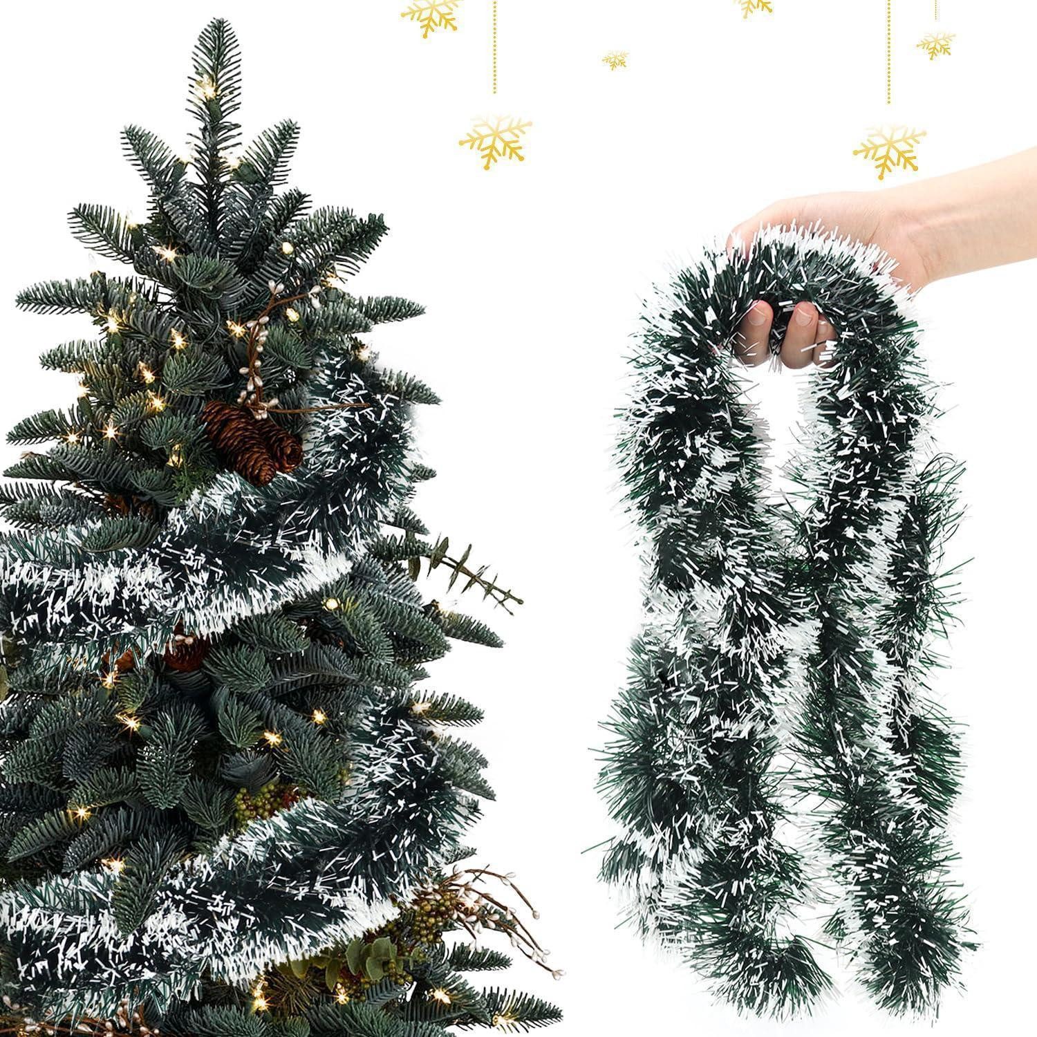 LuxusKollektion Girlanden Kunstgirlande Weihnachten Grün-Weiß 10m 5St