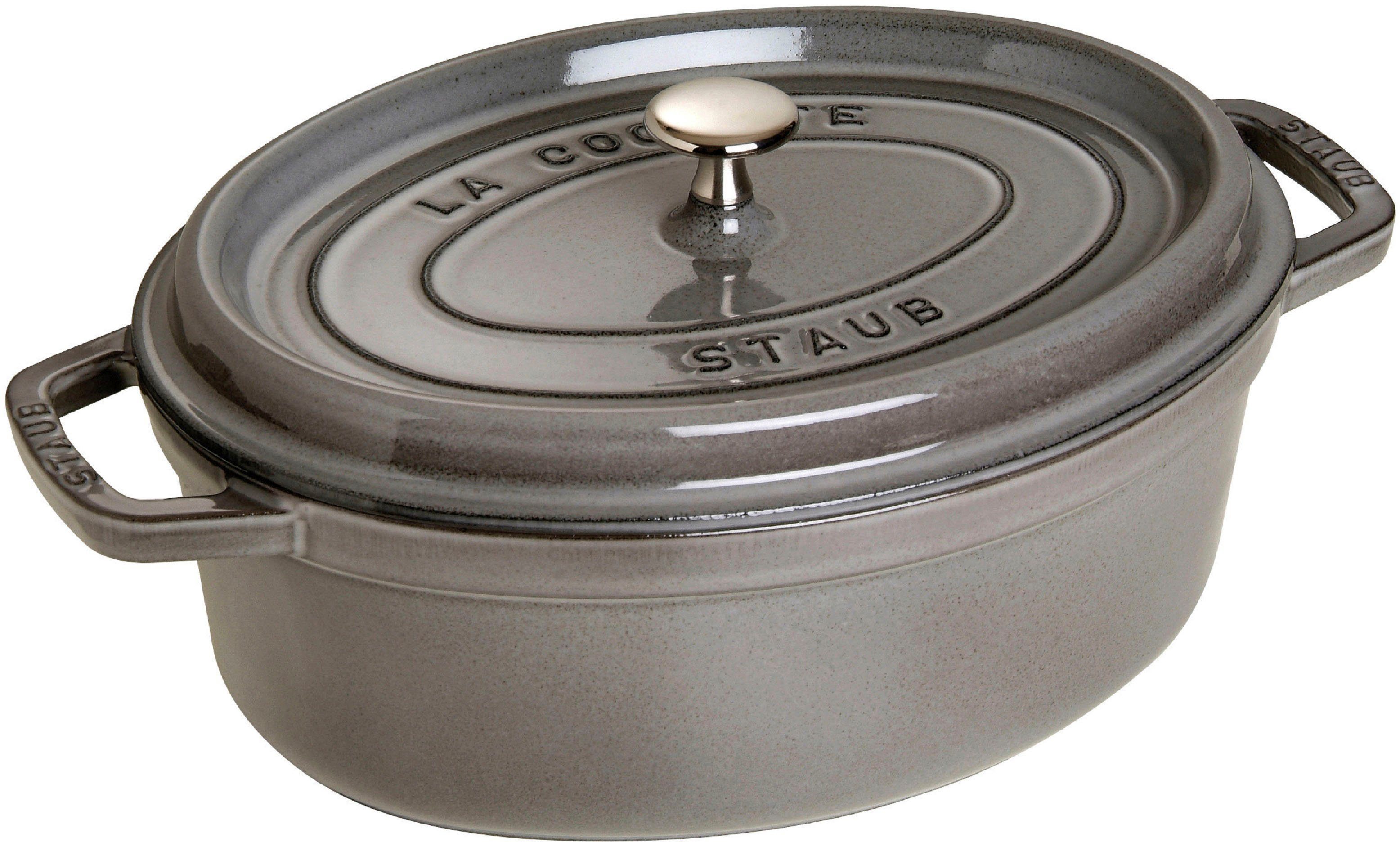 Staub Bräter Cocotte, Gusseisen (1-tlg), Gusseisen, oval, robust und langlebig, oval, Induktion Graphit-grau