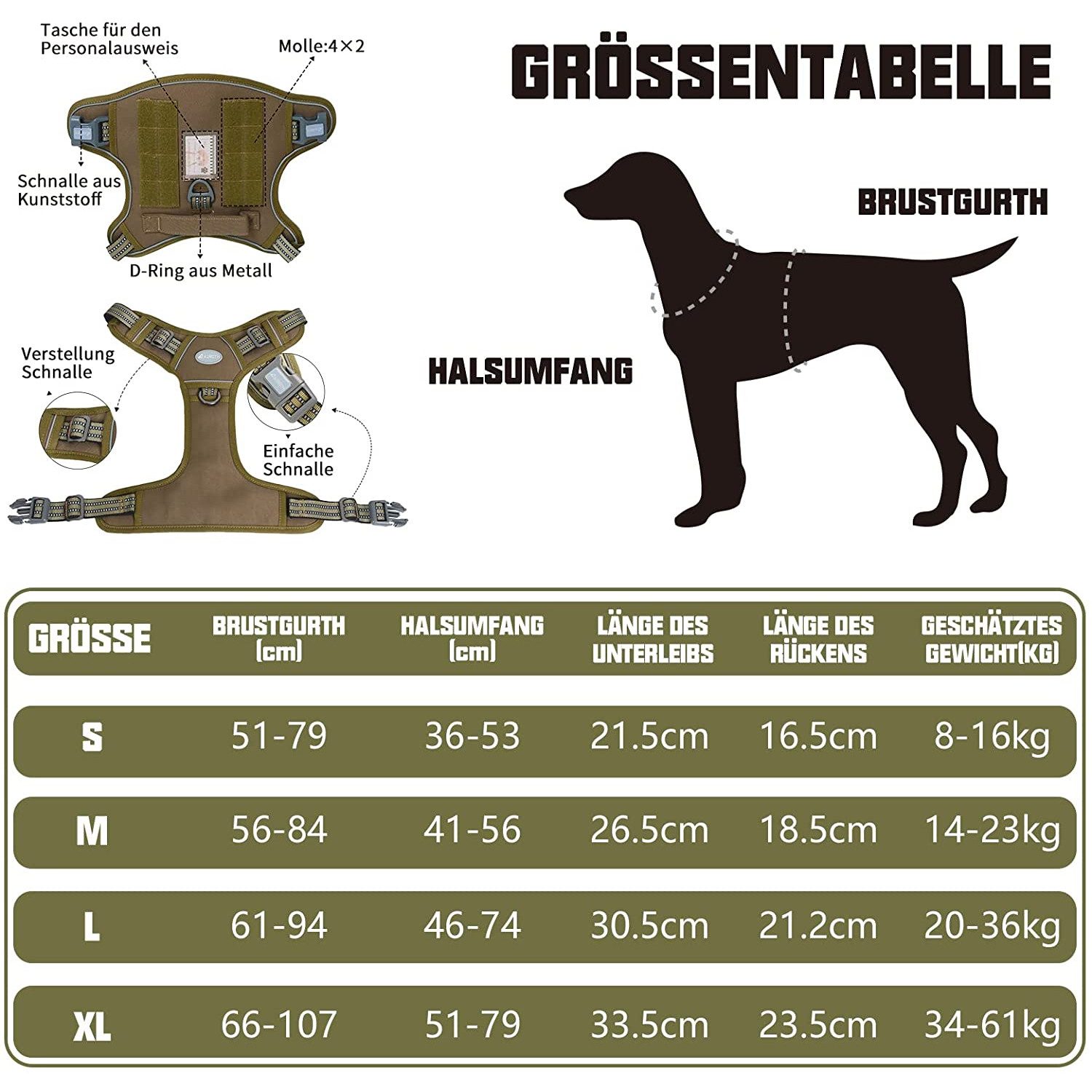 TUWENA Hunde-Geschirr Taktisches Hundegeschirr, Anti Zug Sicherheitsgeschir günstig online kaufen