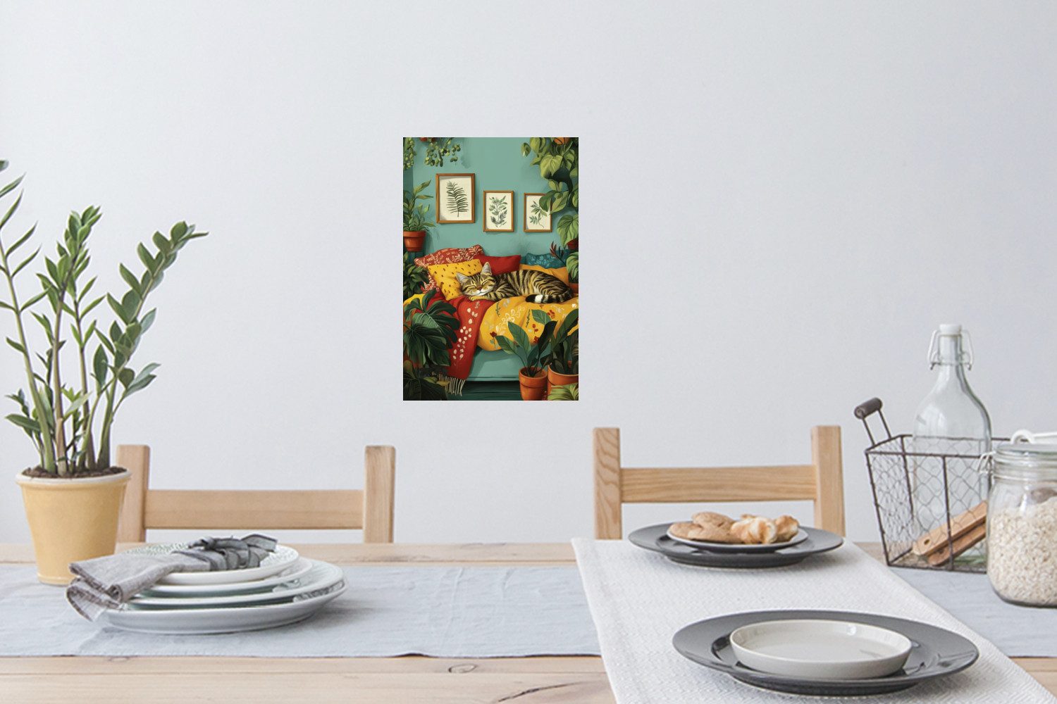 MuchoWow Wandsticker Katze - Pflanzen - günstig online kaufen