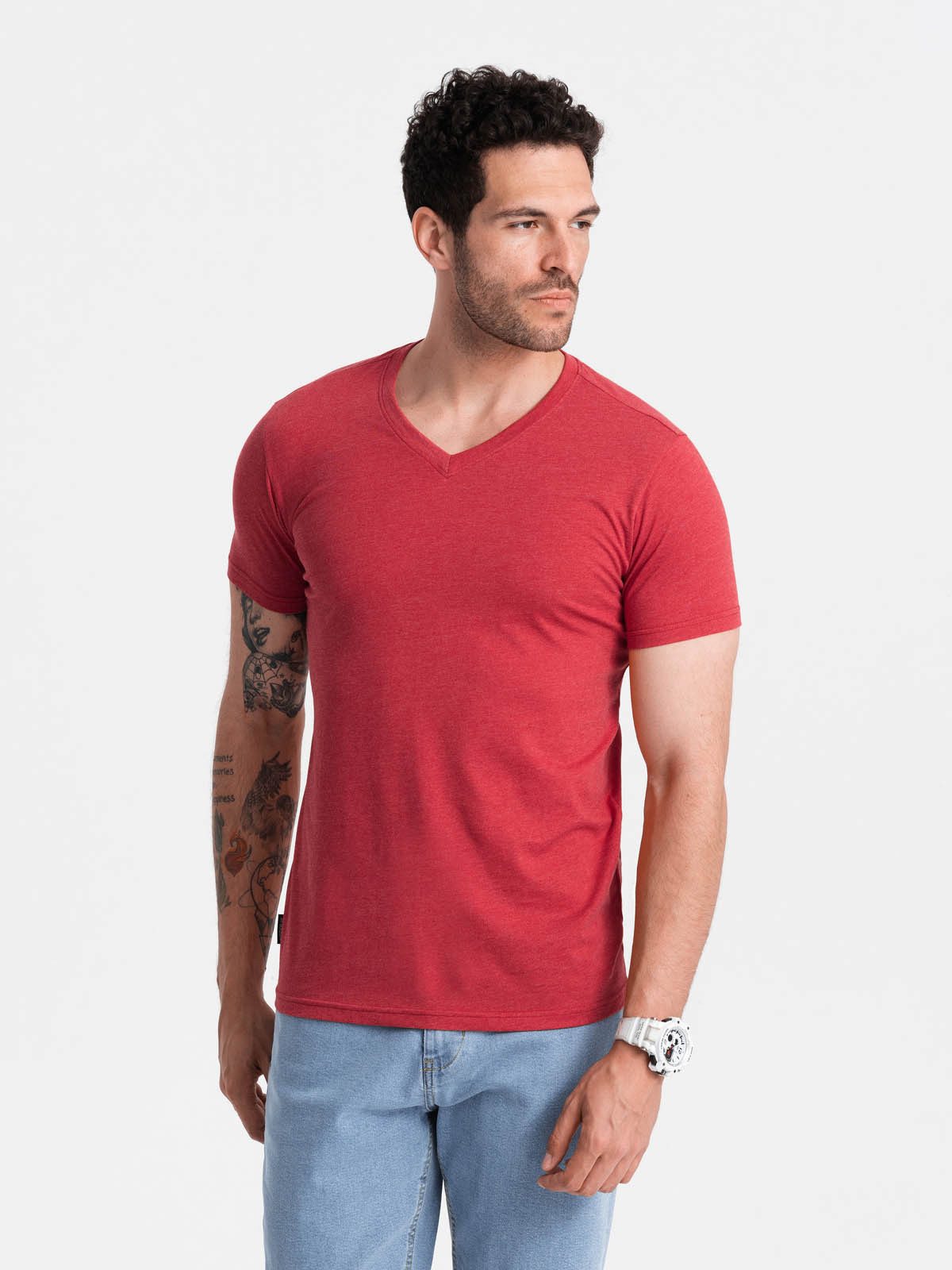 OMBRE T-Shirt Klassisches Herren-T-Shirt mit V-Ausschnitt aus Baumwolle BAS günstig online kaufen