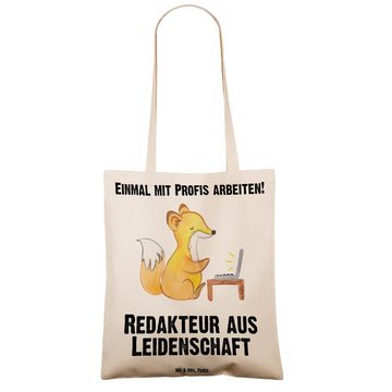 Mr. & Mrs. Panda Tragetasche Redakteur Leidenschaft - Transparent - Geschenk, Stoffbeutel, Online, (1-tlg), Design-Highlight