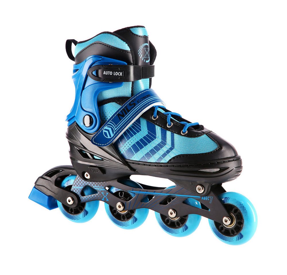 NILS EXTREME Inlineskates Kinderinliner Rollschuhe Schlittschuhe, (Spar-Set, 2-St., 34-38), 4-in-1, größenverstellbar, ABEC 7, Alu-Schiene