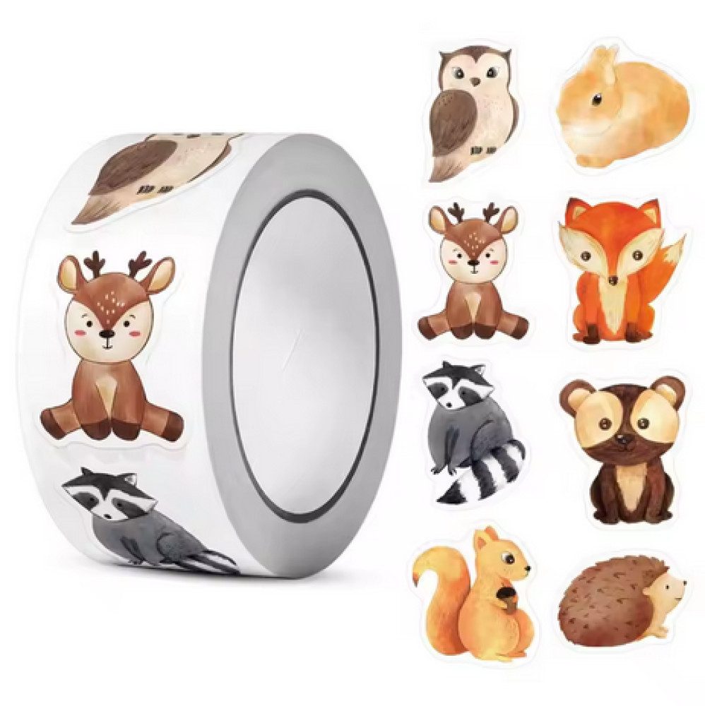 Ware aus aller Welt Aufkleber 500 Waldtier-Sticker ca. 2,5 cm Basteln & Dekorieren, (1tlg)