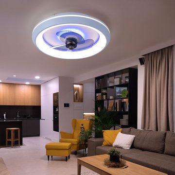 Lampenwelt Deckenventilator, LED Deckenventilator Wohnzimmerlampe Fernbedienung dimmbar 3 Stufen