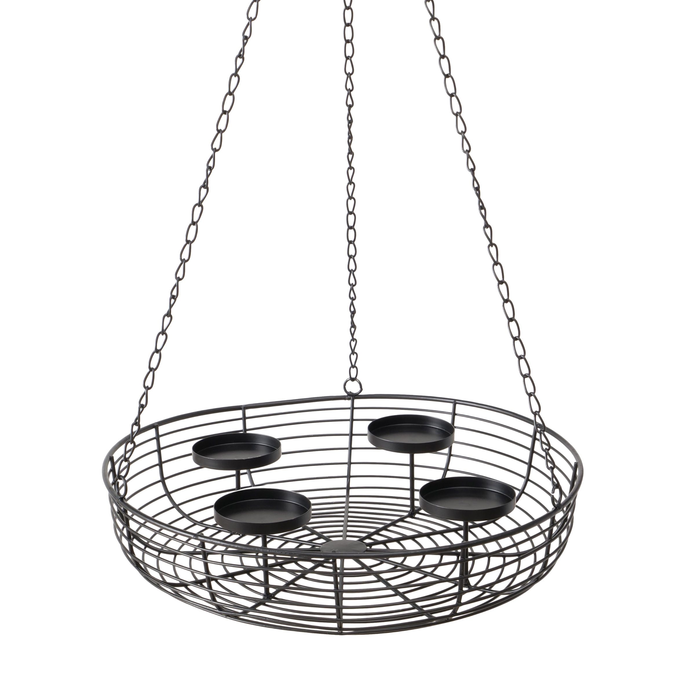 Spetebo Adventskranz aus Metall mit Kette zum Hängen Ø 36 cm, mit Metallkette und haken