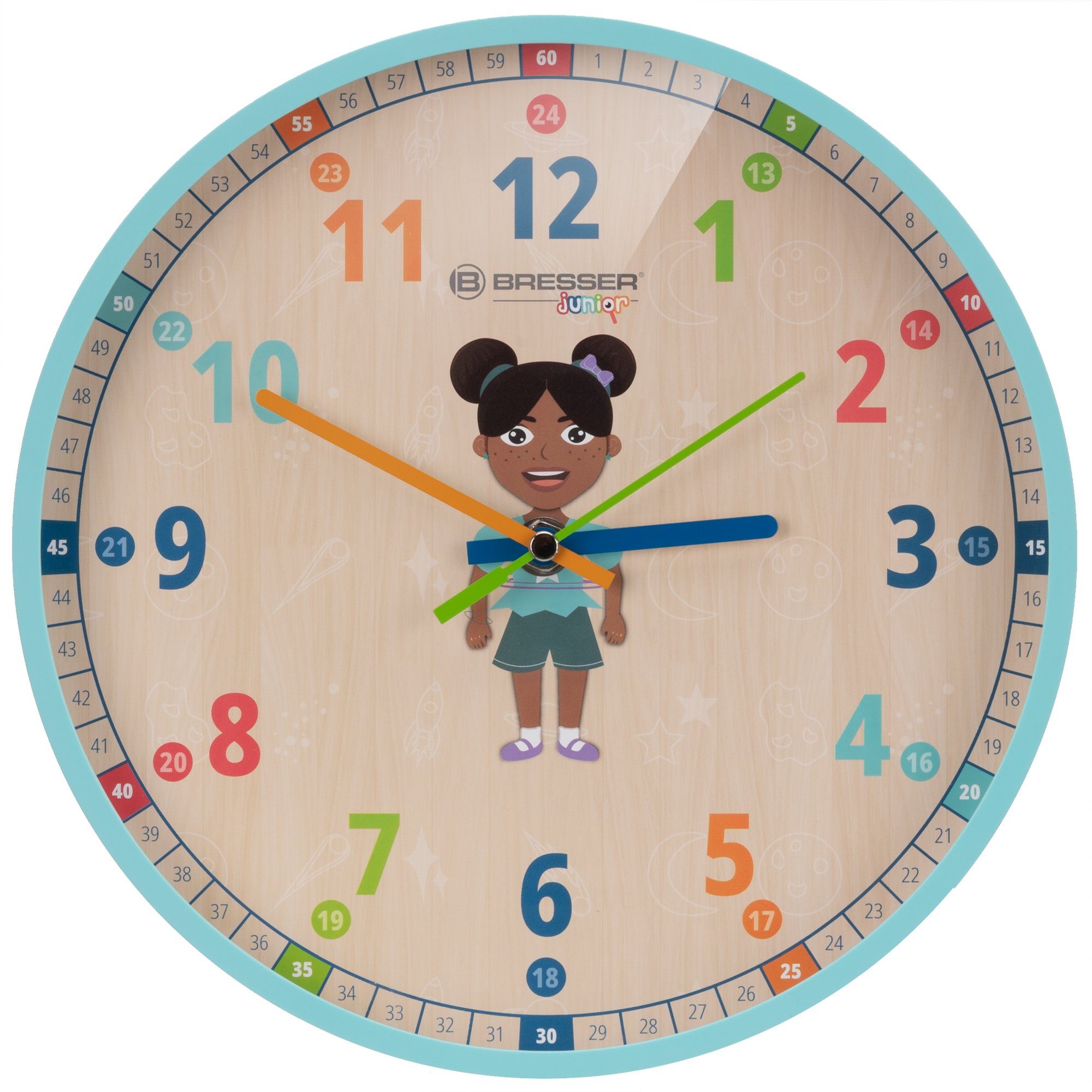 BRESSER junior Wanduhr Kinder-Wanduhr Luna