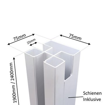 DeToWood Sichtschutzelement WPC Lamellen Sichtschutzzaun in verschiedenen Varianten, Ober- und Unterschiene inklusve