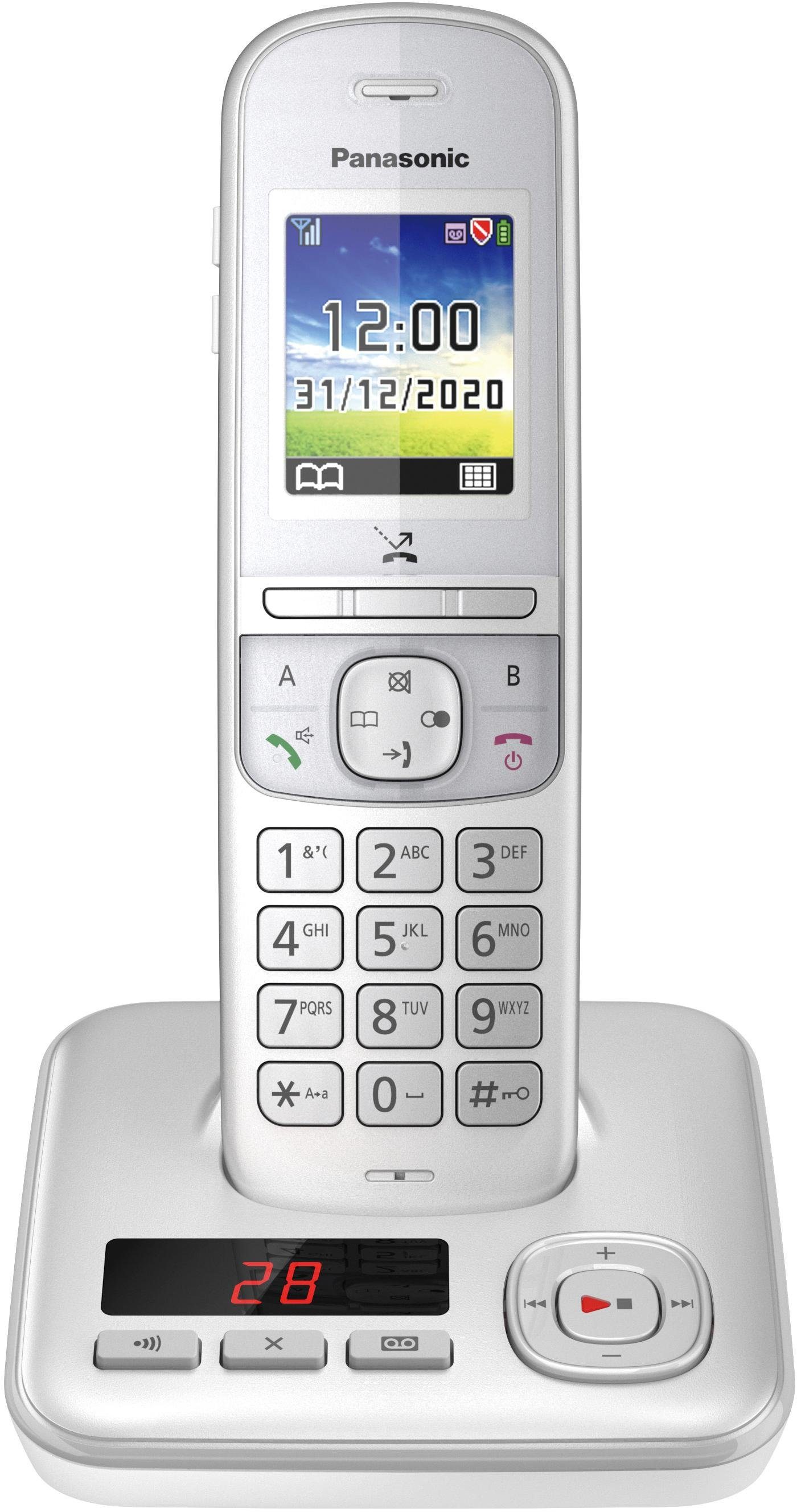 Panasonic KX-TGH722 Duo Schnurloses DECT-Telefon (Mobilteile: mit 2, perlsilber Anrufbeantworter)