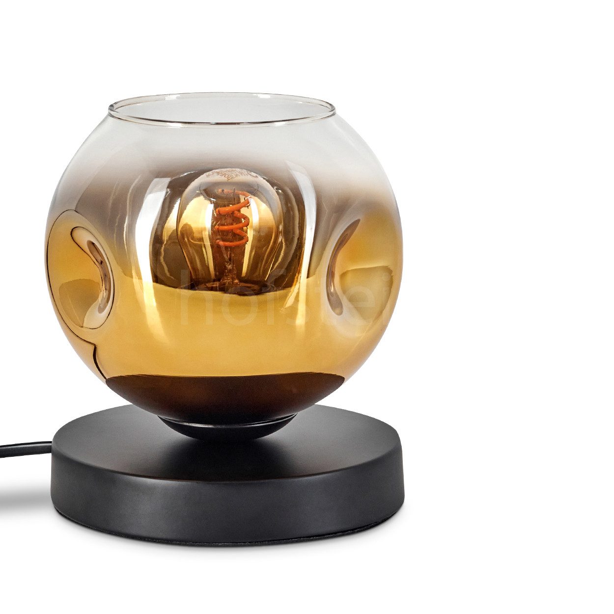 Tischleuchte Tischlampe aus Metall/Glas in Schwarz/Gold/Klar