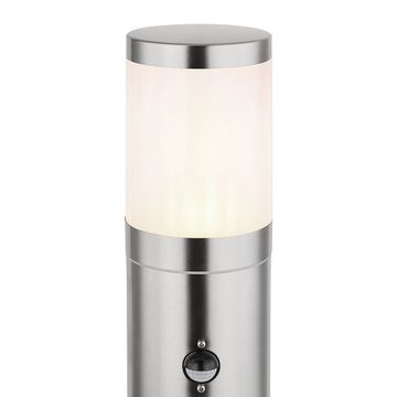 Globo LED Außen-Stehlampe, Leuchtmittel inklusive, Warmweiß, Sockelleuchte Stehlampe Wegelampe LED Bewegungsmelder Edelstahl